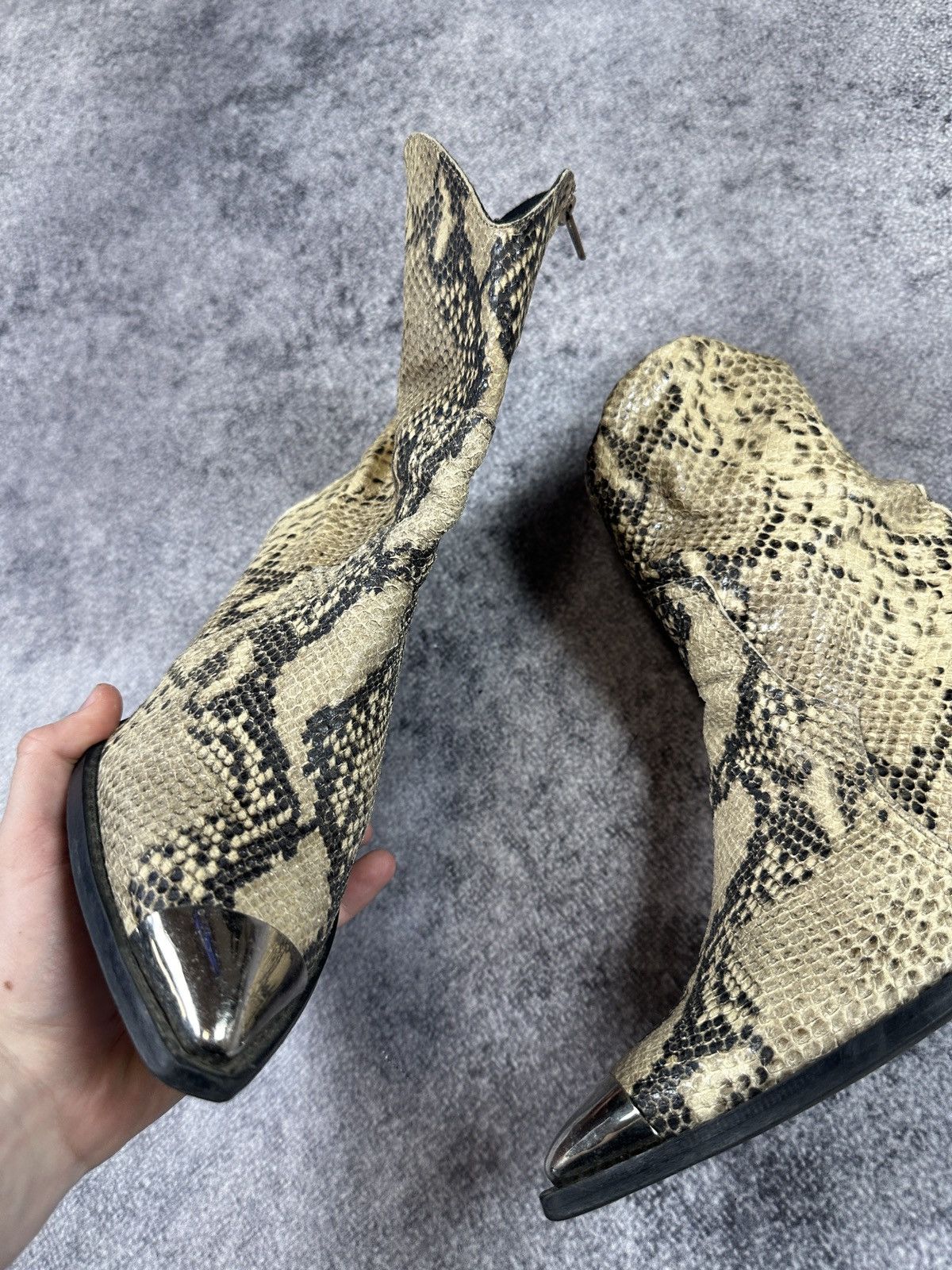 Vintage Snake Skin Leather Shoes Streetwear Cowboy Style Rare USA Size US 9.5 / IT 39.5 - 2 Thumbnail