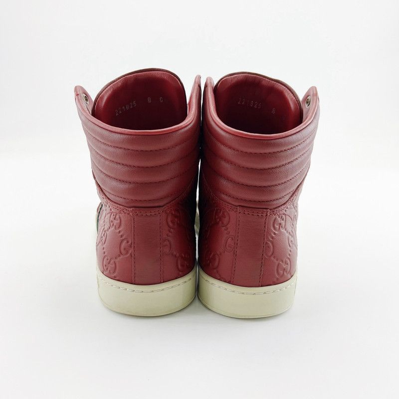 Gucci Gucci Red High-Top Leather Sneakers for Men Size US 8.5 / EU 41-42 - 3 Thumbnail