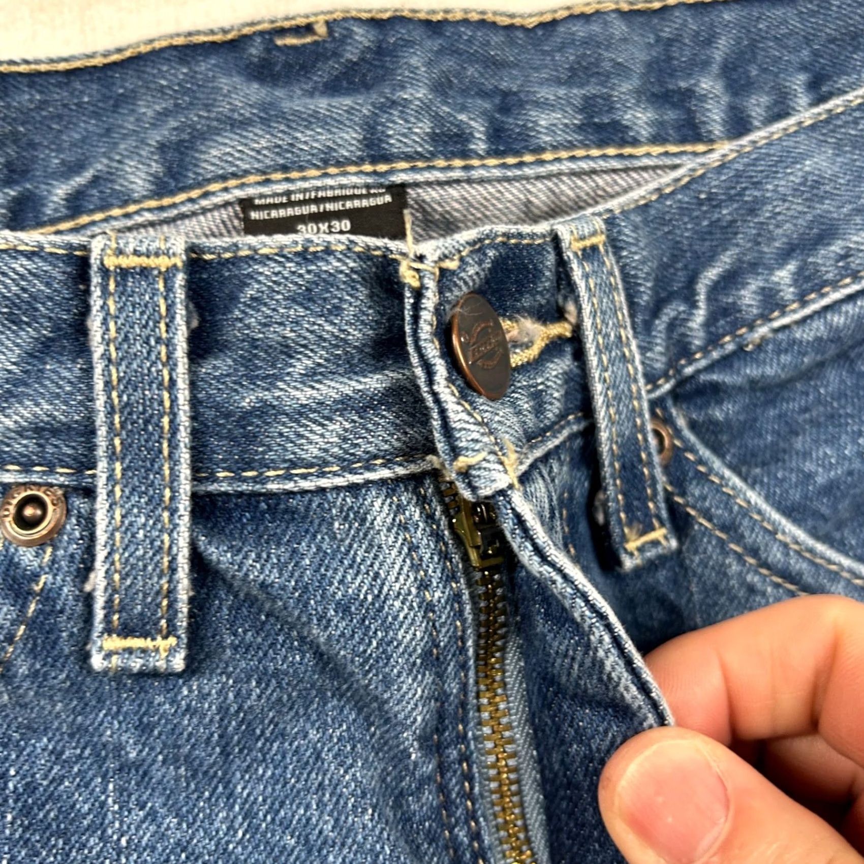 Dickies Dickies Jeans Mens 30x30 Denim 5-Pocket Regular Blue 100% Cotton Ankle Mid Rise Button Zip Cargo Double Knee Grunge Skater Style Styles Mens Size US 30 / EU 46 - 3 Thumbnail