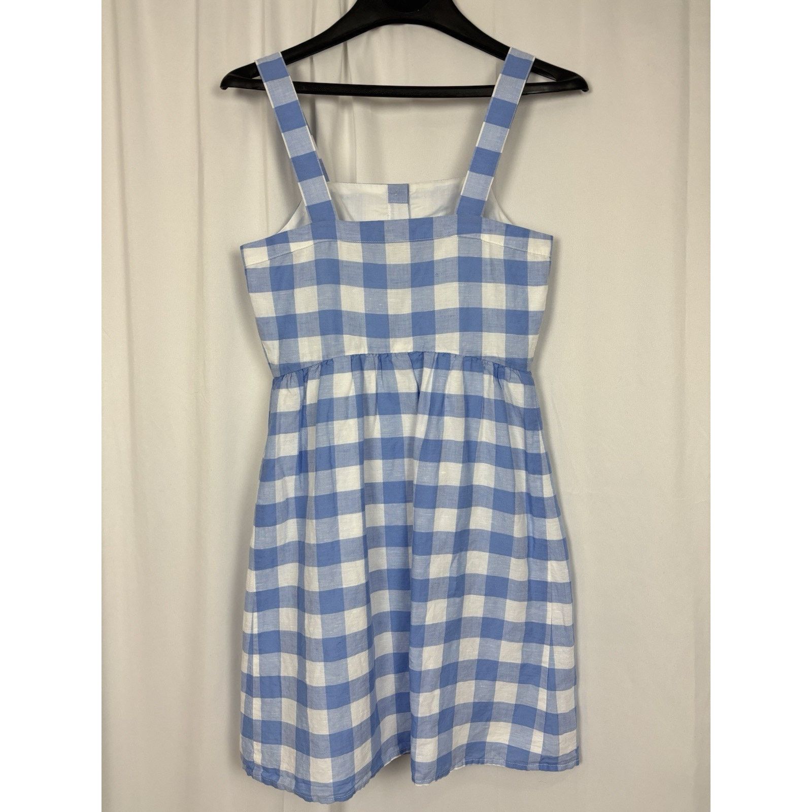 J.Crew J. Crew Dress Blue White Gingham Print Button Front Linen 0 Size XS / US 0-2 / IT 36-38 - 2 Thumbnail