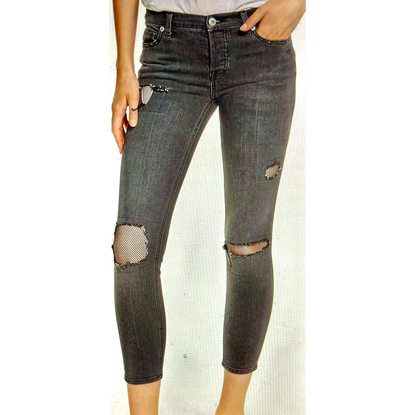 Free People Free People Fishnet-Inlet Skinny Jeans Tupelo Blue 25 Size 25" / US 0 / IT 36 - 5 Thumbnail