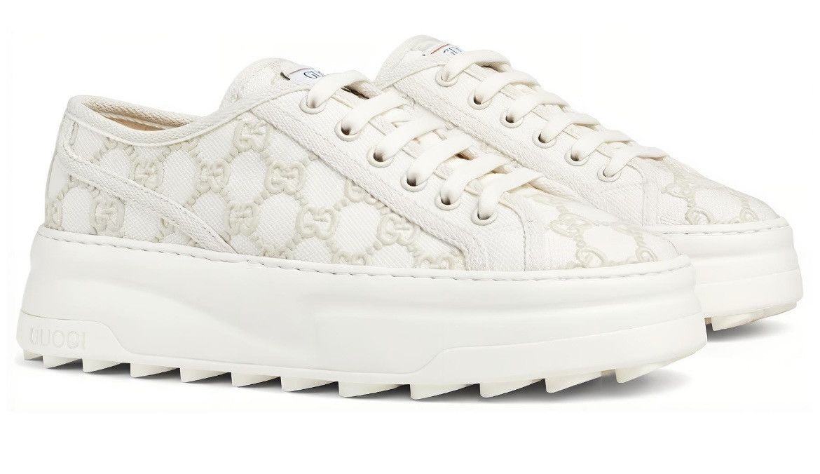 Gucci Gucci Tennis 1977 GG Embroidery Low Top Sneaker Off White Size US 10.5 / IT 40.5 - 1 Thumbnail