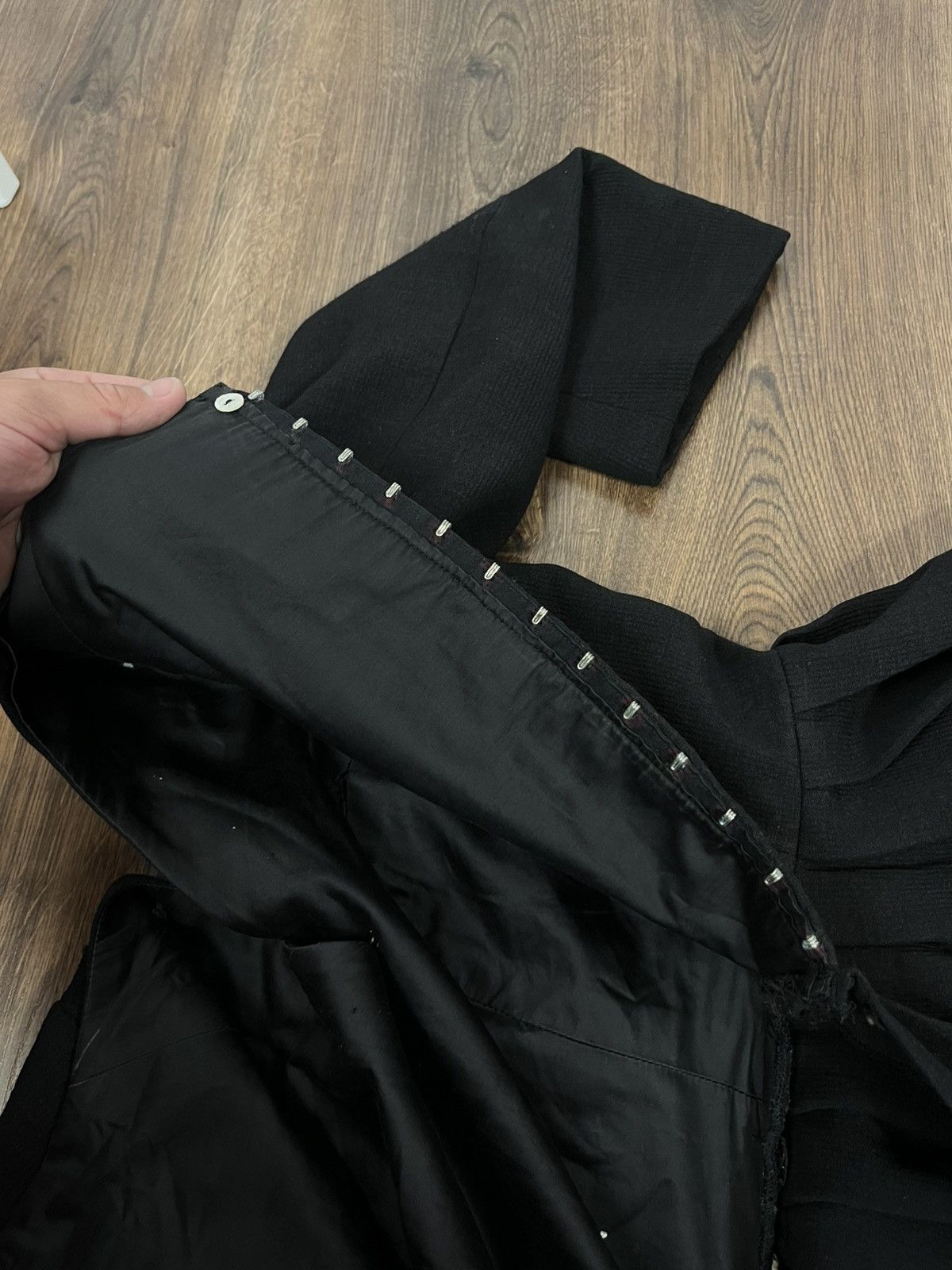 Vintage Rare Antique Black Pleated Dress With Hooks & Lining Size L / US 10 / IT 46 - 16 Thumbnail