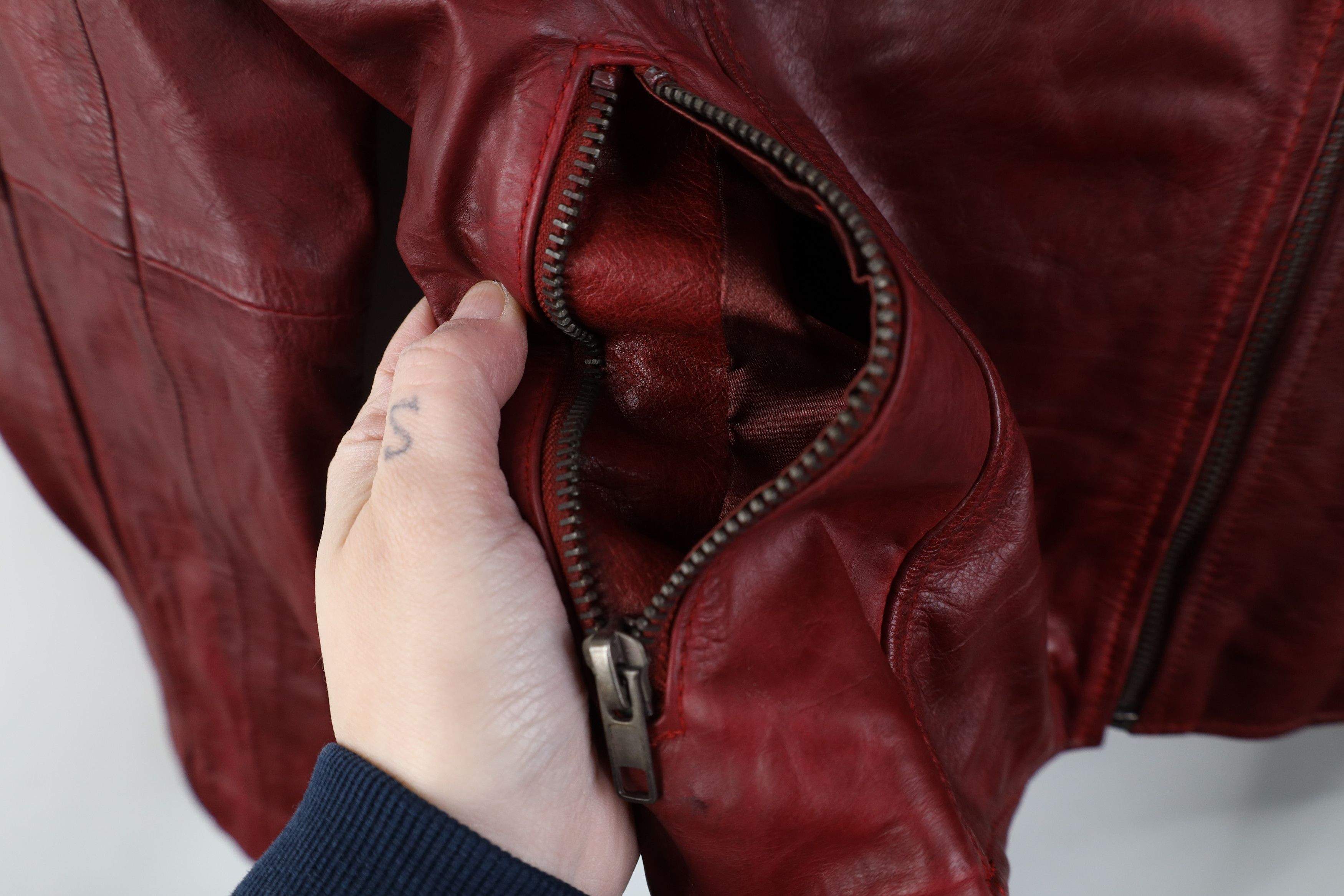 Vintage Vintage Streetwear Zip Leather Motorcycle Jacket Red Size L / US 10 / IT 46 - 6 Thumbnail