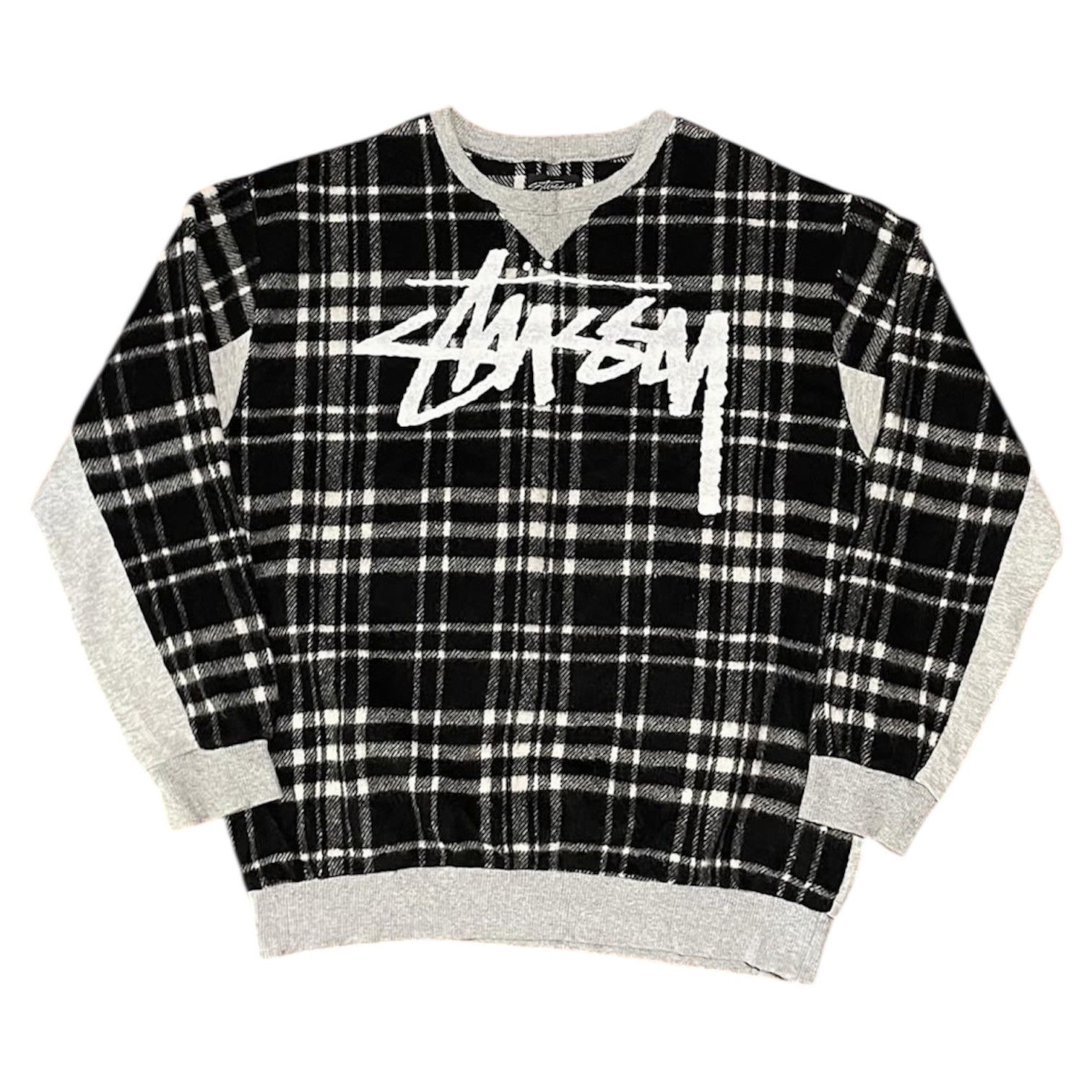 Stussy 2000s Stussy Logo Plaid Hybrid Sweatshirt Size US M / EU 48-50 / 2 - 1 Thumbnail