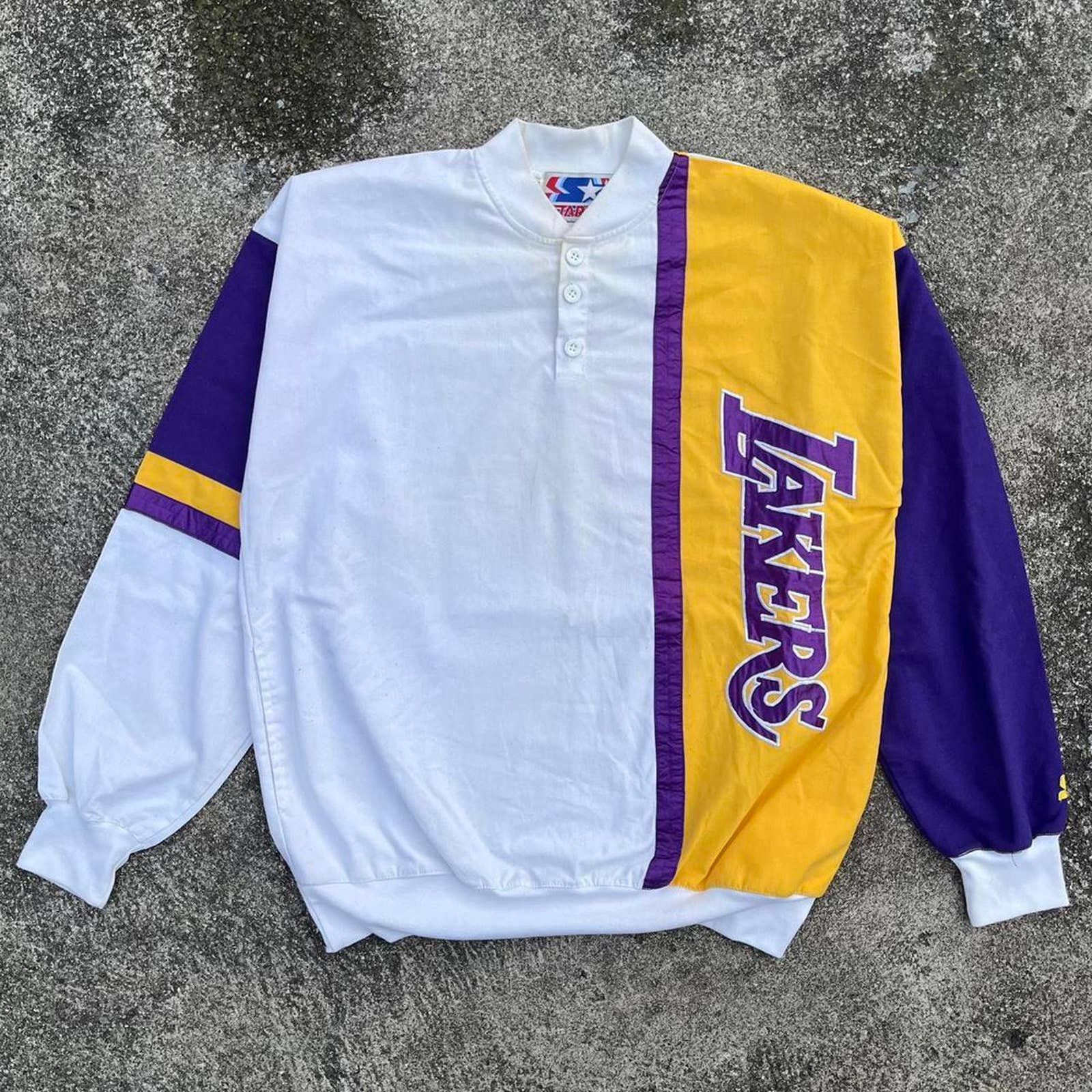 image of Vintage 90's Lakers Starter Henley Sweatshirt Mens XL in Yellow