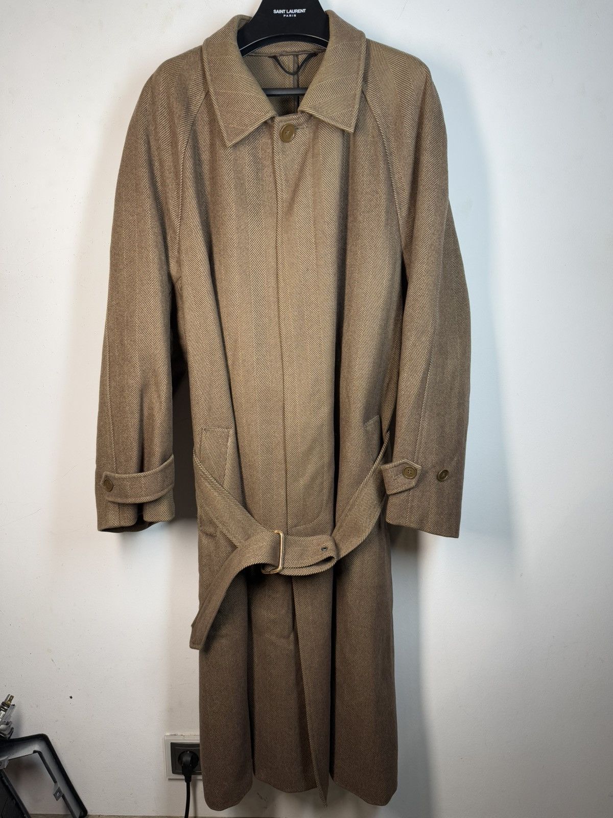 Yves Saint Laurent Wool YSL Coat Heavy Brown Soft Camel France Size US L / EU 52-54 / 3 - 2 Thumbnail