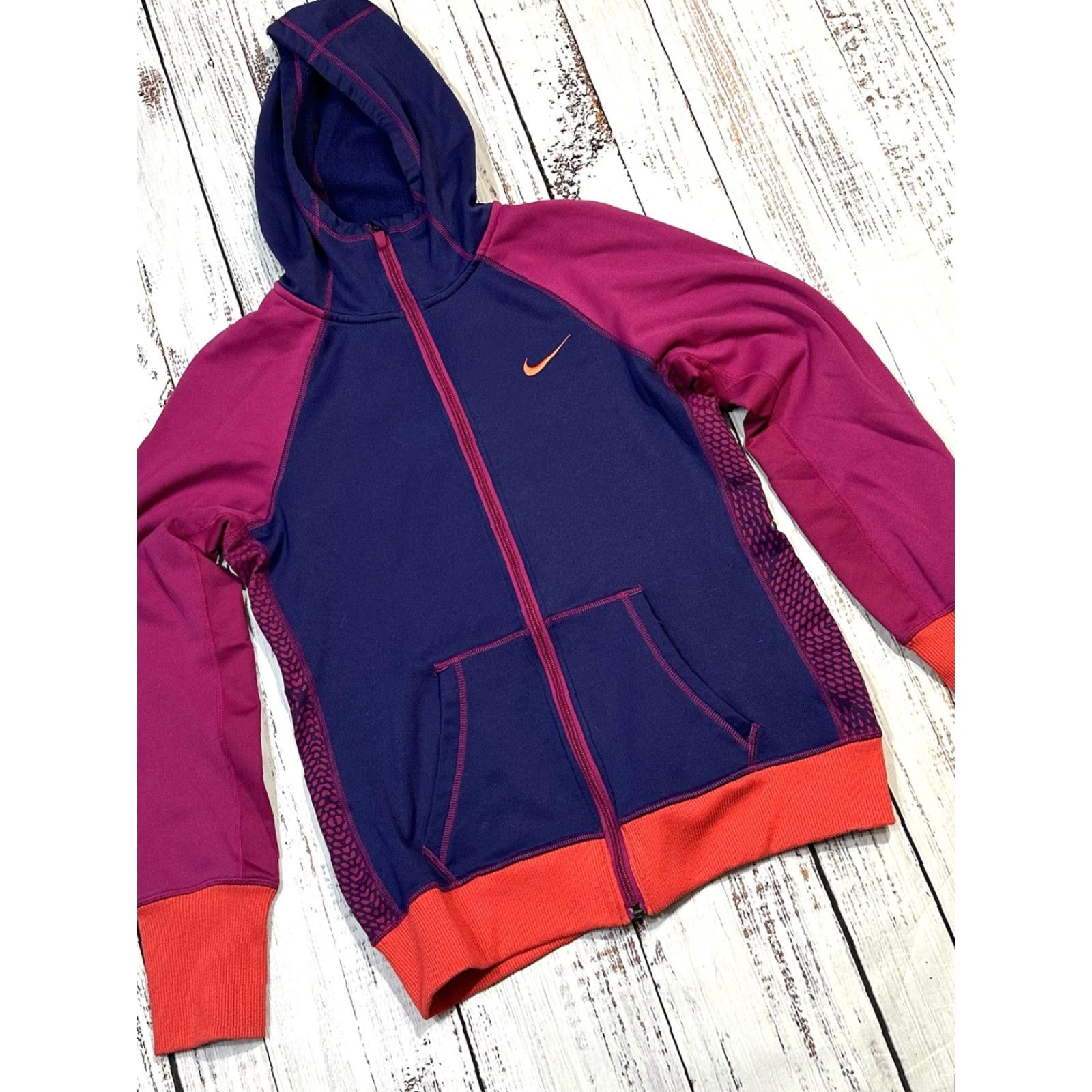 Nike Nike Full Zip Therma-Fit Colorblock Hoodie Women M Blue Purple Colorful Logo Zip Hooded Pockets Sports Nike Therma-Fit Size M / US 6-8 / IT 42-44 - 2 Thumbnail