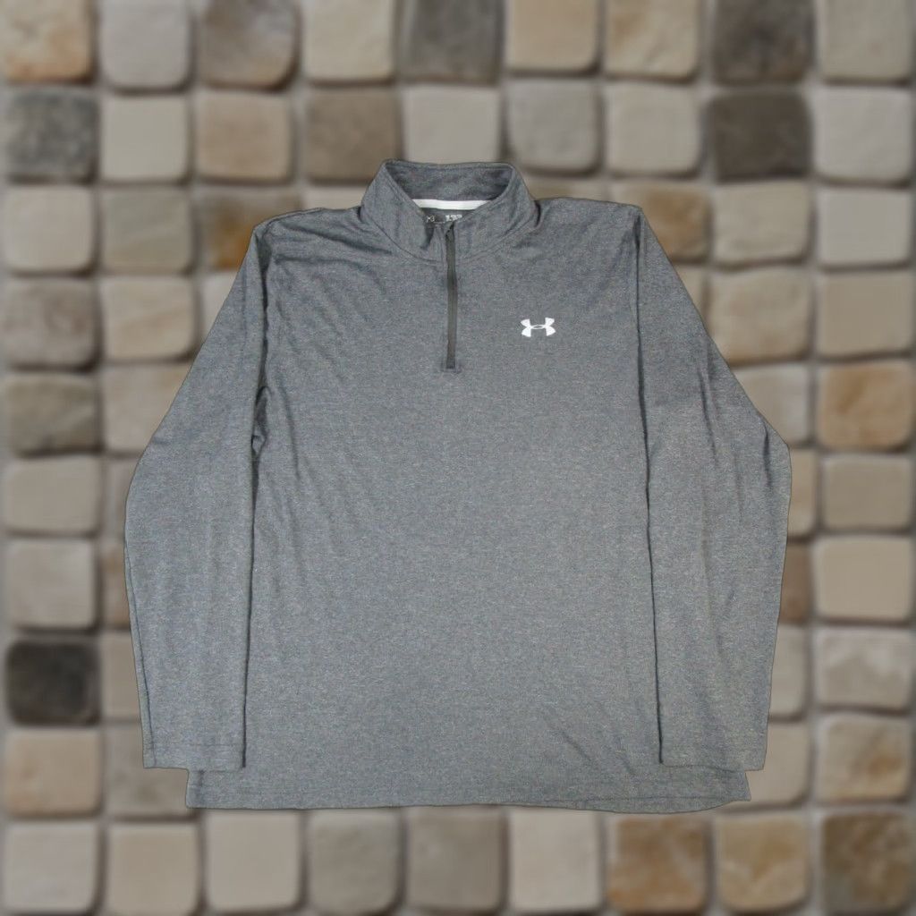 Under Armour Under Armour HeatGear Mens XL Gray Quarter Zip Mock Neck Pullover Running Sweatshirt - Solid, Long Sleeve, Zip Closure Size US XL / EU 56 / 4 - 1 Thumbnail