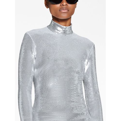 Balenciaga o1la1rc1a1024 Turtleneck Crystal Dress in Silver Size S / US 4 / IT 40 - 5 Thumbnail