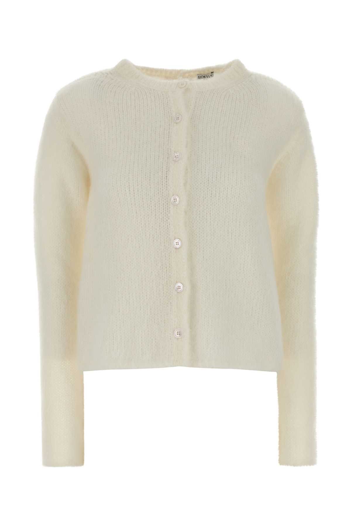 Loewe Ivory Stretch Mohair Blend Cardigan Size S / US 4 / IT 40 - 1 Thumbnail