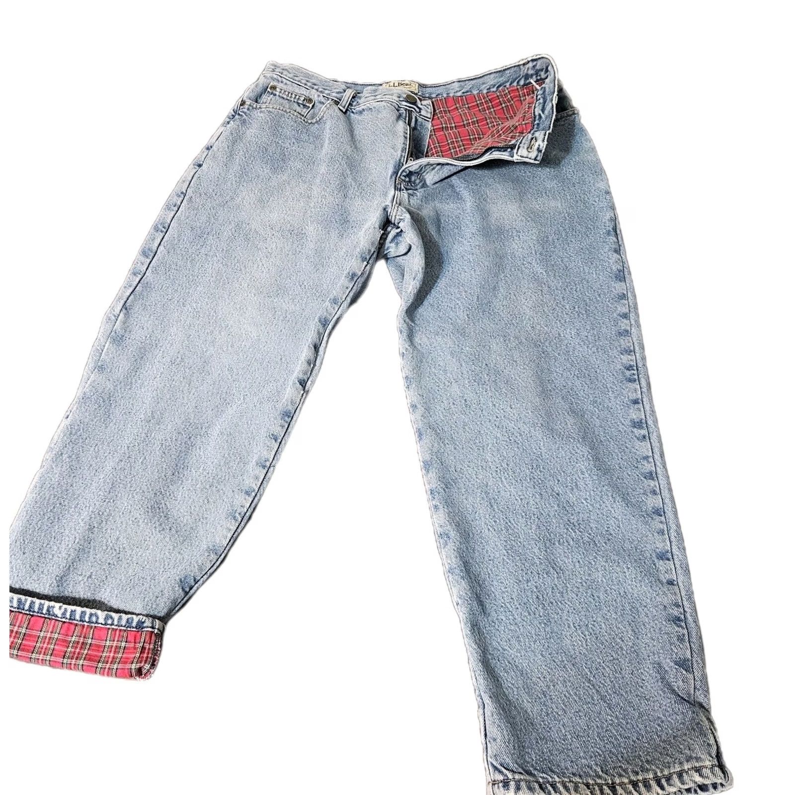 Vintage LL Bean Womens Jeans Denim 36x28 Flannel Lined Size 20 Blue Regular Inseam 28 Womens Jeans Size 42" / US 20 - 2 Thumbnail