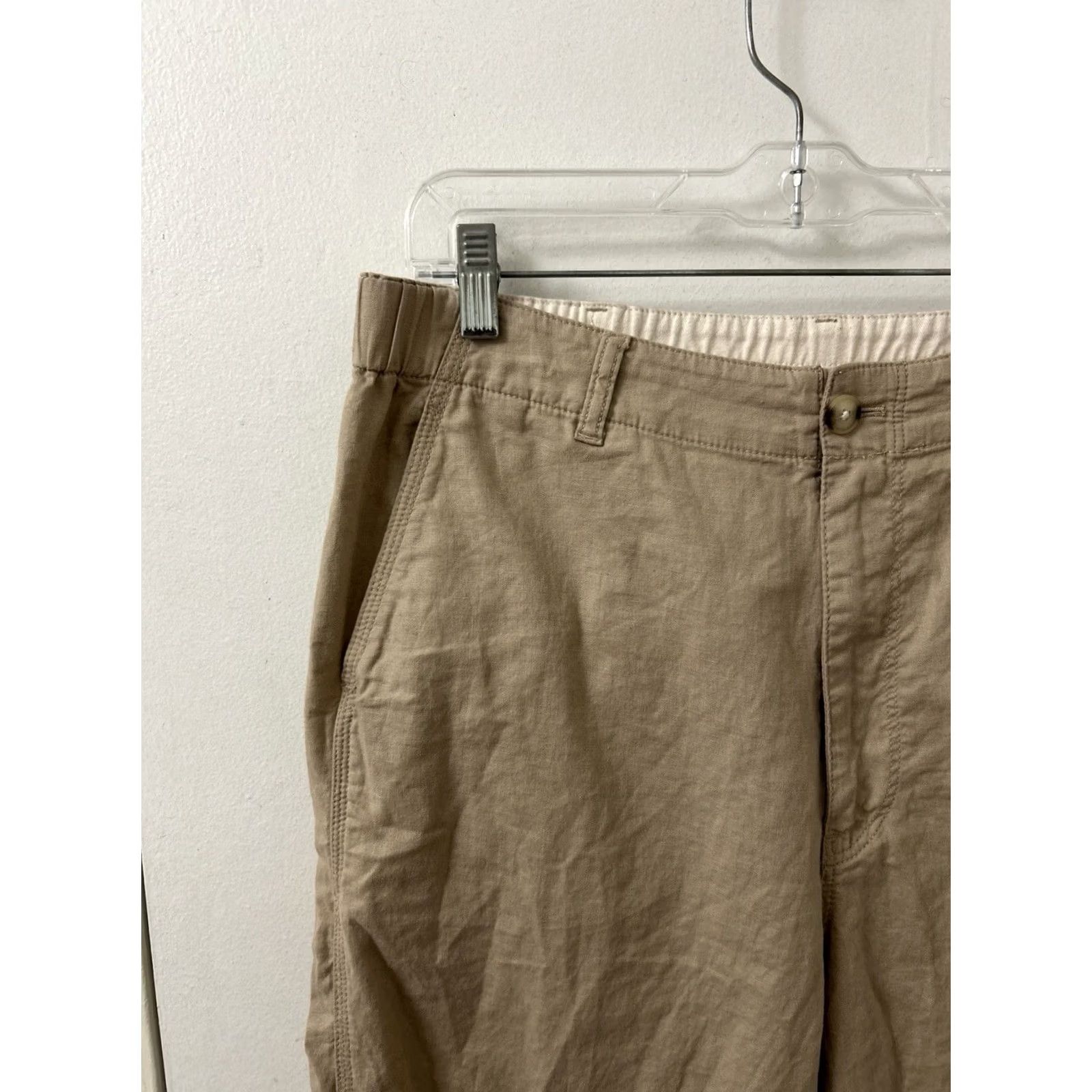 Uniqlo Uniqlo Pants Womens L 27L Tan Tapered Relaxed Elastic Waist Linen Cotton Casual Travel Size 36" / US 14 / IT 50 - 4 Thumbnail