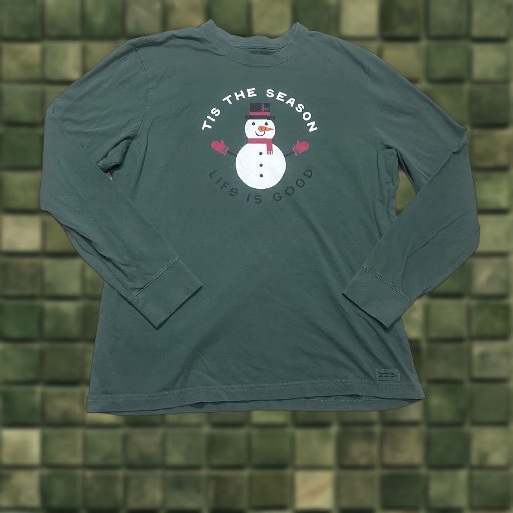 Life is Good Life is Good T Shirt Mens Large Green Long Sleeve Christmas Crusher Tee Shirts Men Green Christmas Life is Good Logo Size US L / EU 52-54 / 3 - 1 Thumbnail