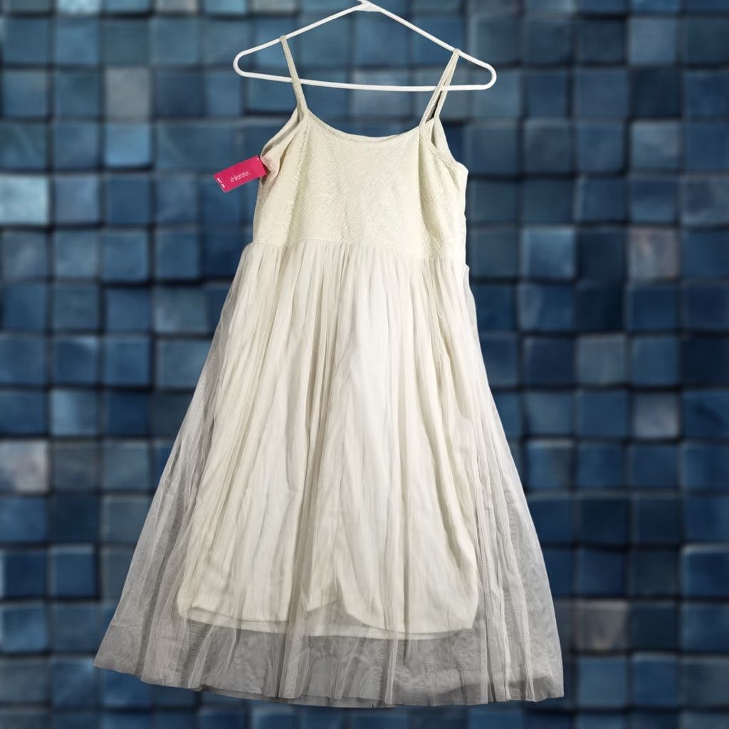 Vintage Xhilaration Boho Sheer Overlay Dress Woman Medium Cream NWT Sleeveless Knee Length Tulle Bohemian Dress Womens Size M / US 6-8 / IT 42-44 - 1 Thumbnail