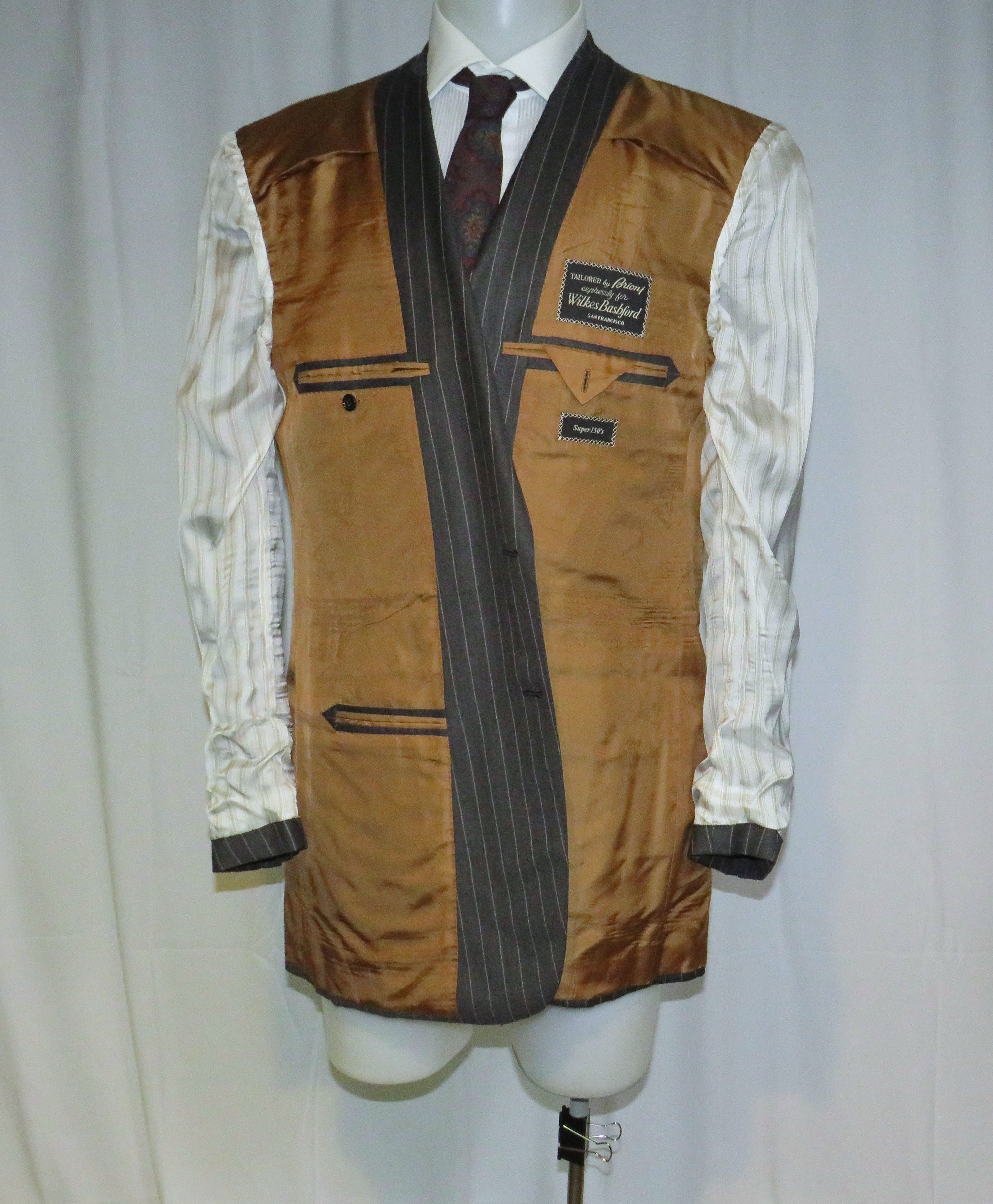 Brioni Pincio Super 150 Charcoal Stripe Two Button Suit 46L Size 46L - 14 Thumbnail