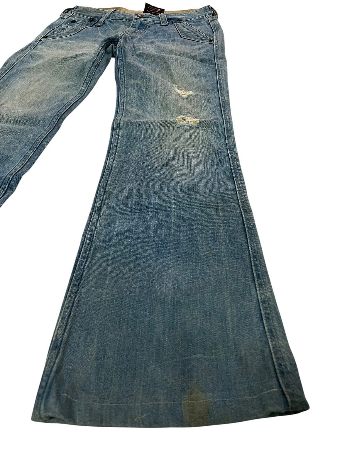 Levi's × Levi's Vintage Clothing 🌈90’s Style Levis Lot 907 Distress Mud Wash Flare Jean Japan Size US 28 / EU 44 - 4 Thumbnail