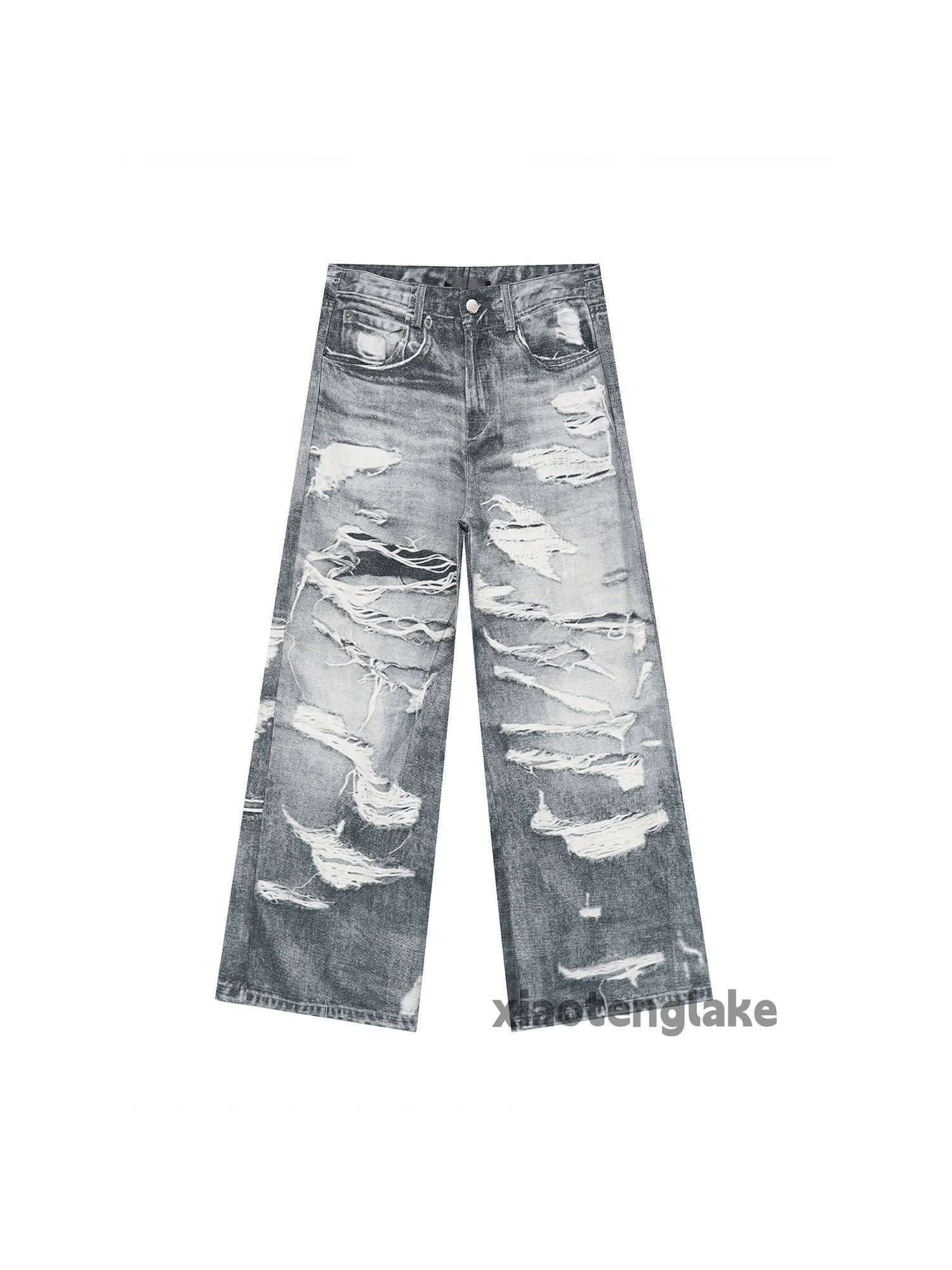 Jean × Vintage washed faded loose baggy pattern damaged baggy jeans Size US 30 / EU 46 - 3 Thumbnail