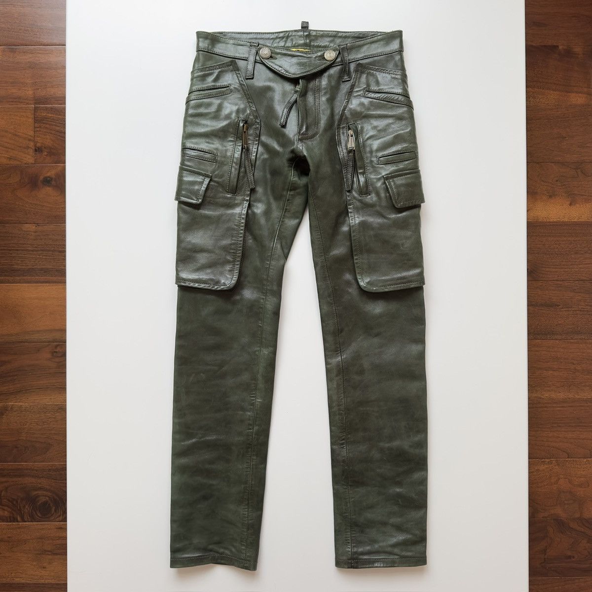 Dsquared2 Dsquared2 F/W 2006 Dark Green Leather Pants Size US 30 / EU 46 - 7 Thumbnail