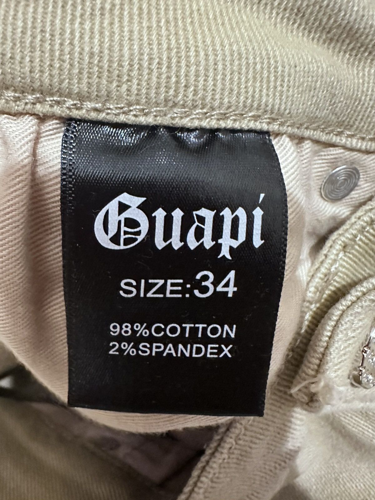 GUAPI “SAND BROWN” STACKED DENIM JEANS SIZE 34