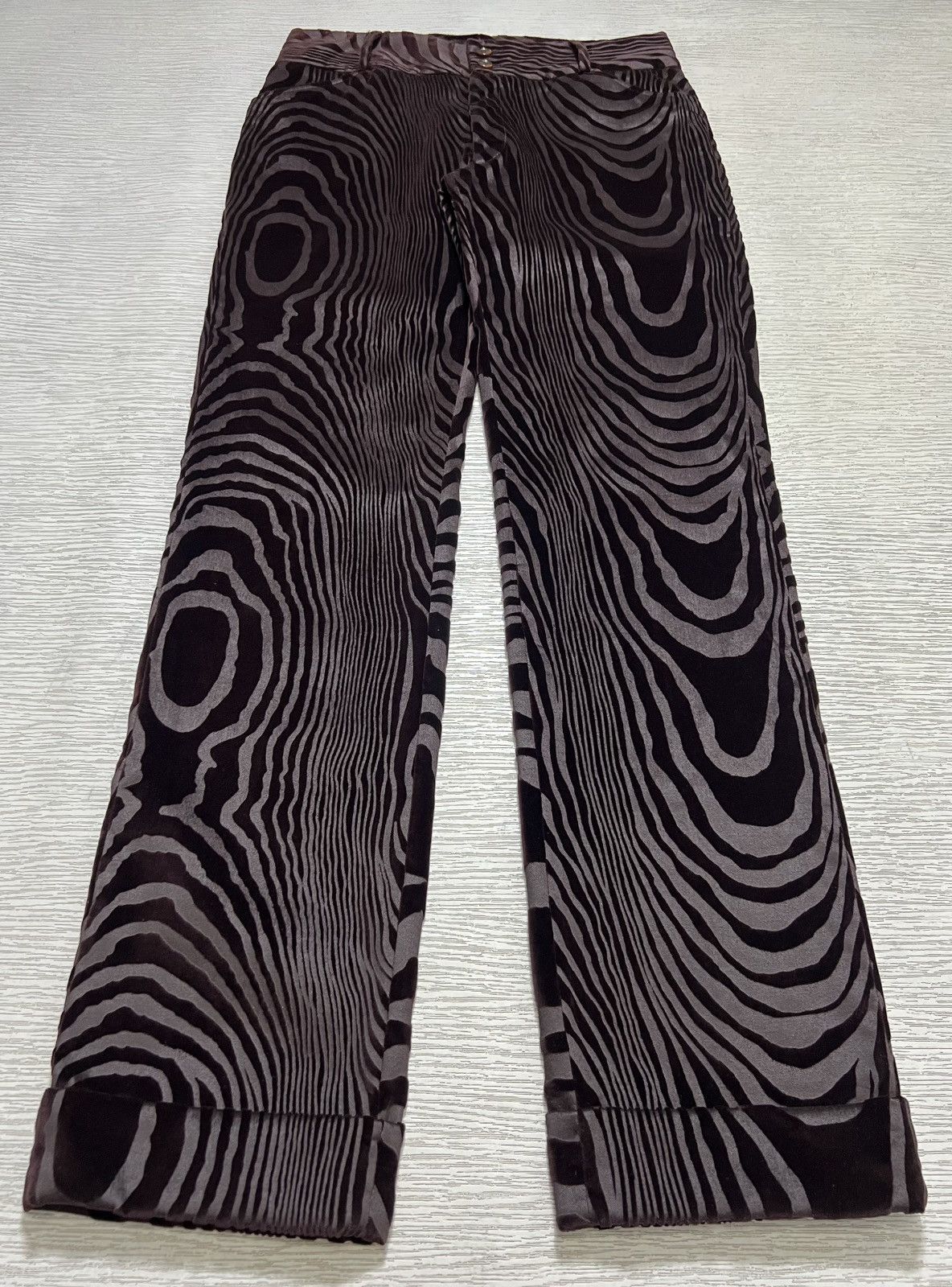 Dolce & Gabbana Dolce & Gabbana - Wood Pattern Allover Print Velvet Trouser Size US 30 / EU 46 - 8 Thumbnail
