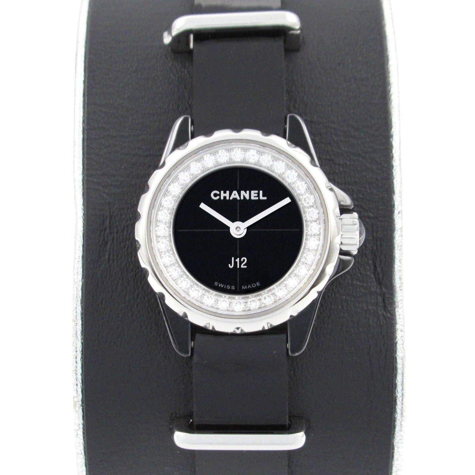 Chanel J12 Xs Women Watch Quartz Ceramic Leather Belt Black