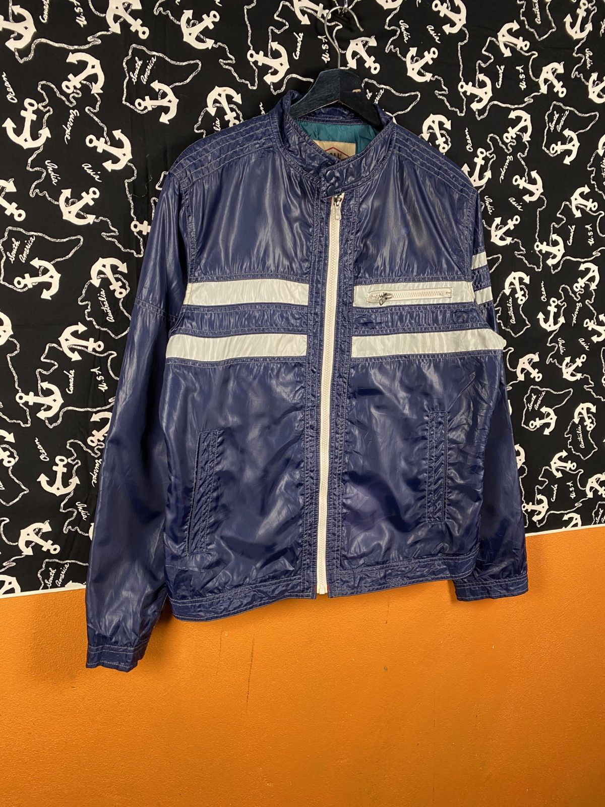 Vintage Vintage BALL Nylon Racing Jacket Blue Reflective Stripe Size US L / EU 52-54 / 3 - 5 Thumbnail
