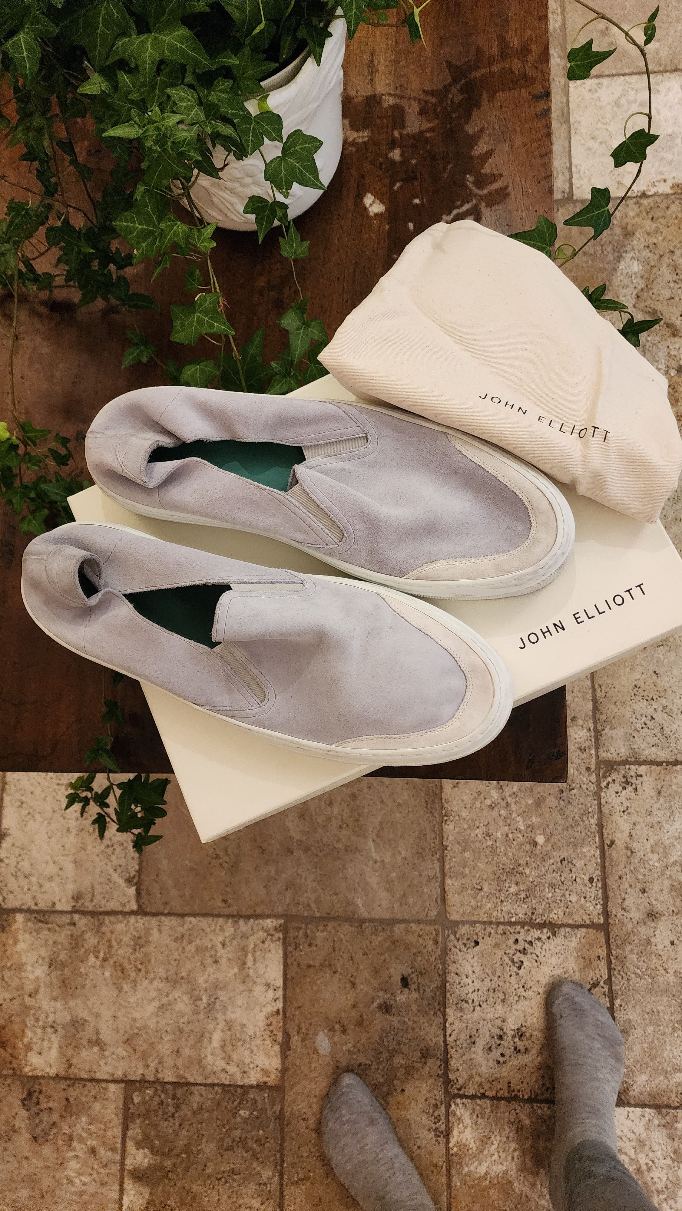 image of John Elliott Haze Slip On Shoes in Mono Grey, Men's (Size 12)