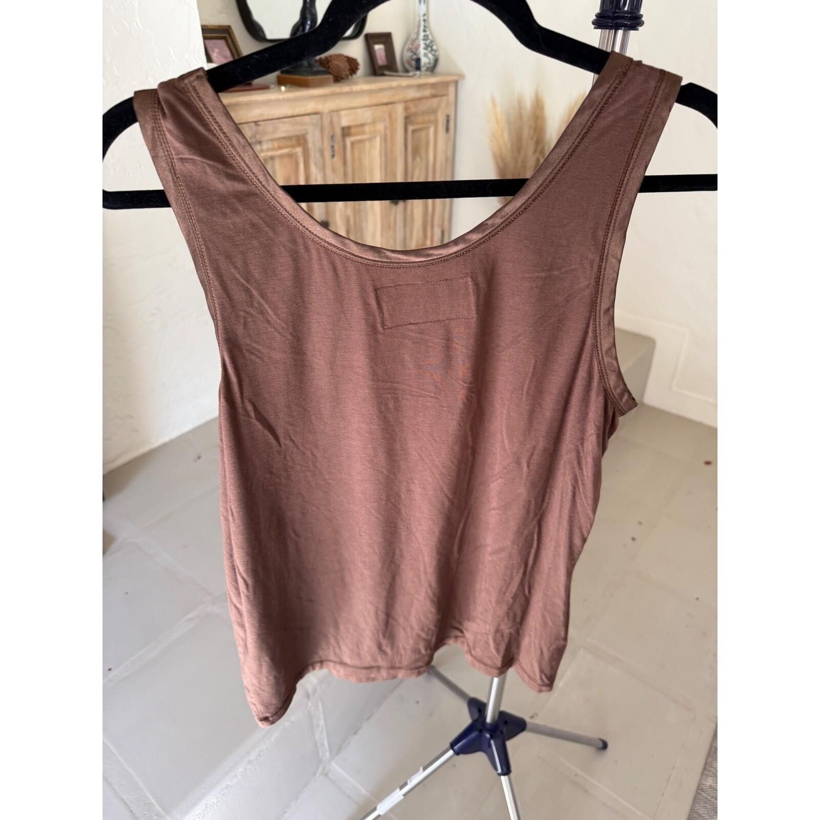 Other Luisa Cerano Brown Viscose Blend Scoop Neck Tank Top Size 12 Size XL / US 12-14 / IT 48-50 - 4 Thumbnail