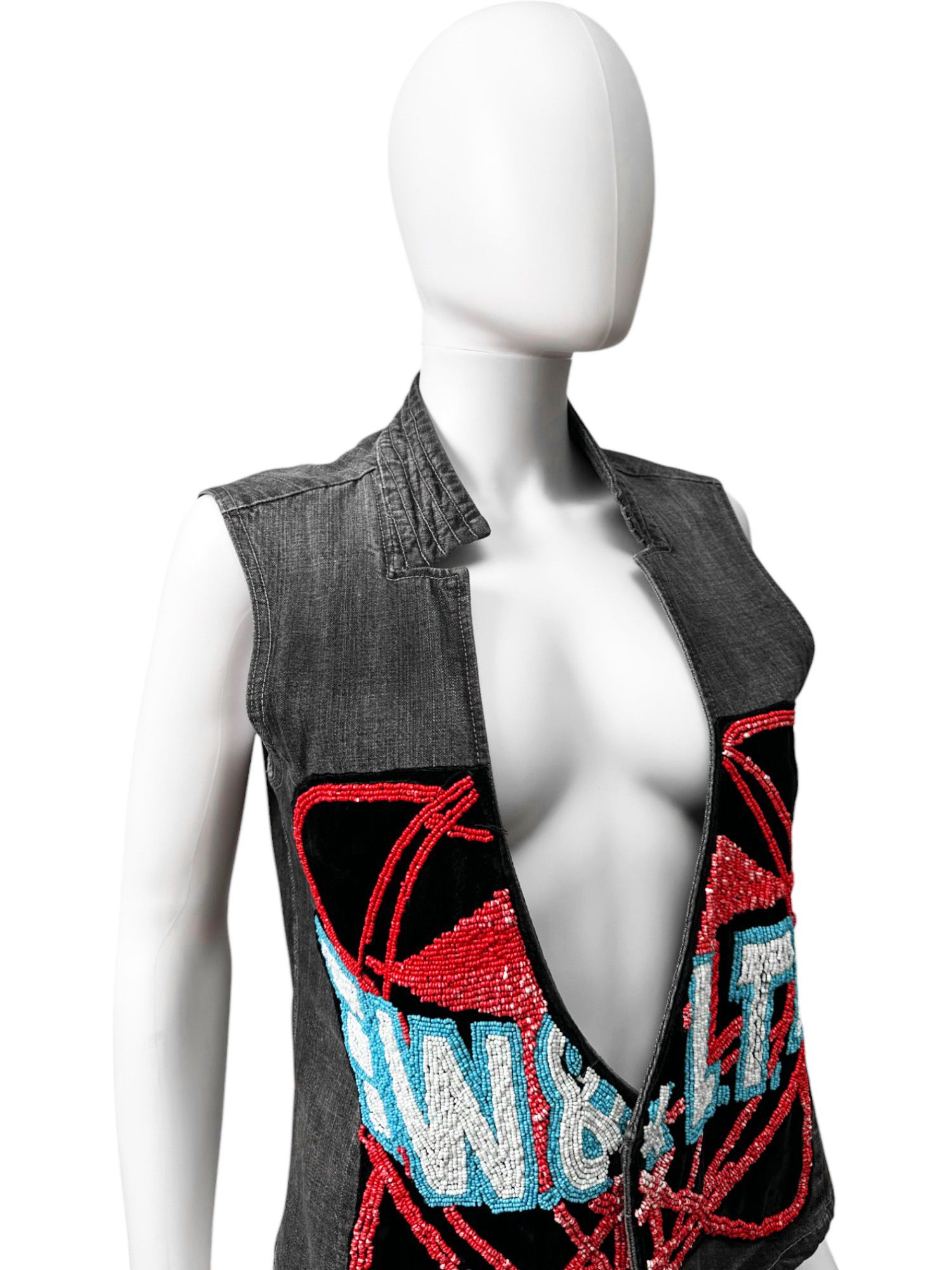 Walter Van Beirendonck S/S 2002 Embroidered Grey Gilet Size US M / EU 48-50 / 2 - 6 Thumbnail