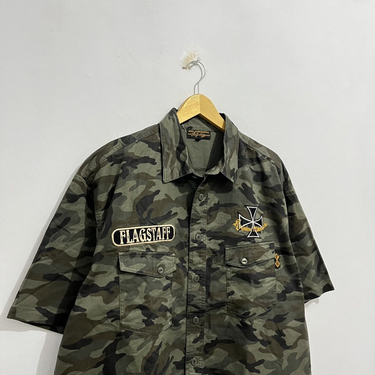 Japanese Brand Flagstaff Arizona Motorcycle Camo Shirt - JUN25 Size US XXL / EU 58 / 5 - 7 Thumbnail