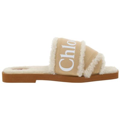 Chloe o1loc1c1024 Woody Shearling Slides in Tan Size US 6 / IT 36 - 2 Thumbnail