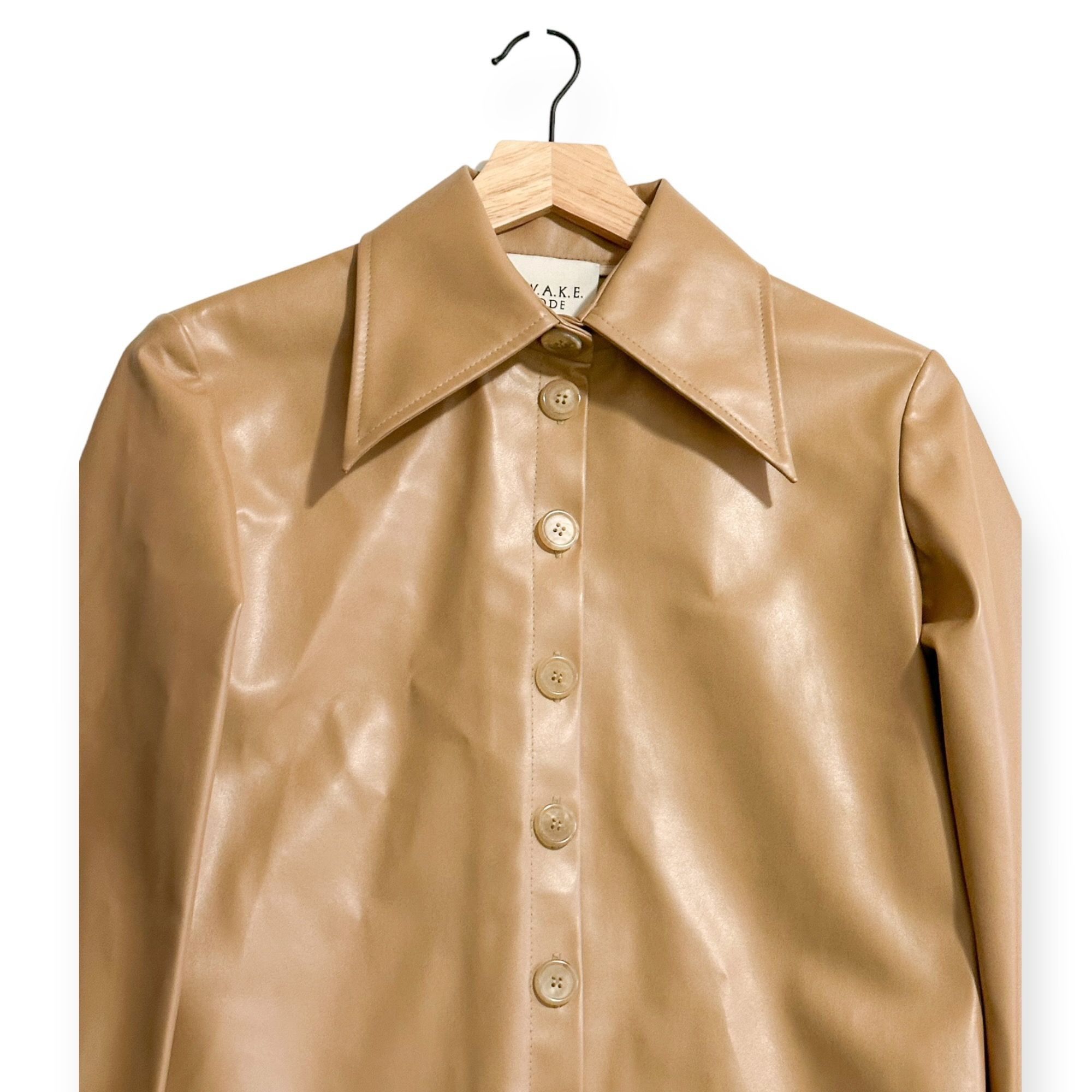 A.W.A.K.E. MODE A.W.A.K.E. MODE Faux Leather Shirt With Cuff Detail, Size 34 Size XS / US 0-2 / IT 36-38 - 12 Thumbnail