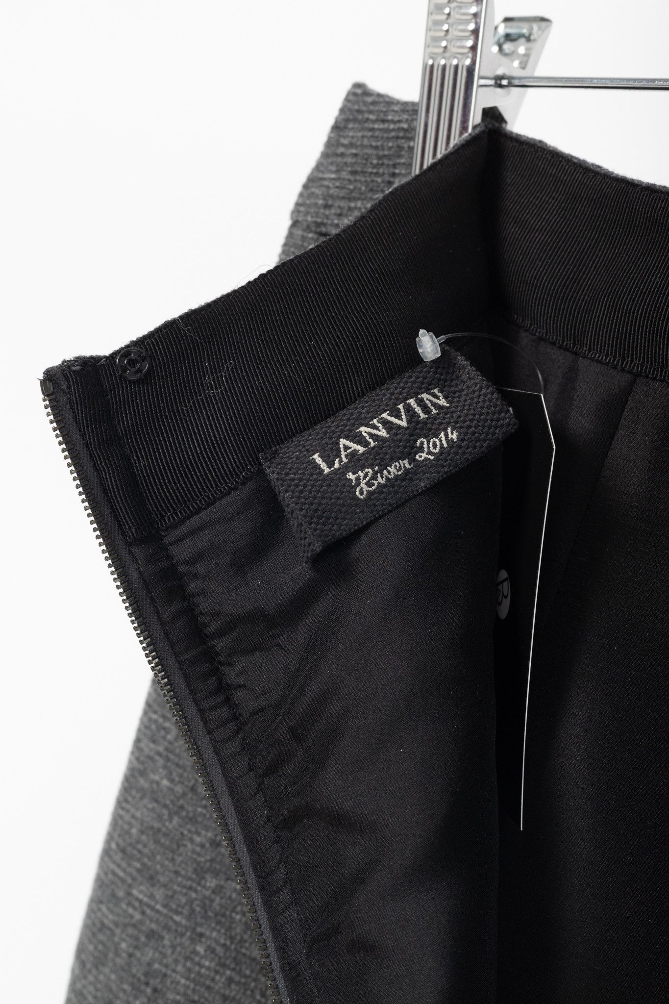 Lanvin Lanvin AW/14 Dark Grey Wool-Blend Grosgrain Pencil Skirt Size 26" / US 2 / IT 38 - 7 Thumbnail