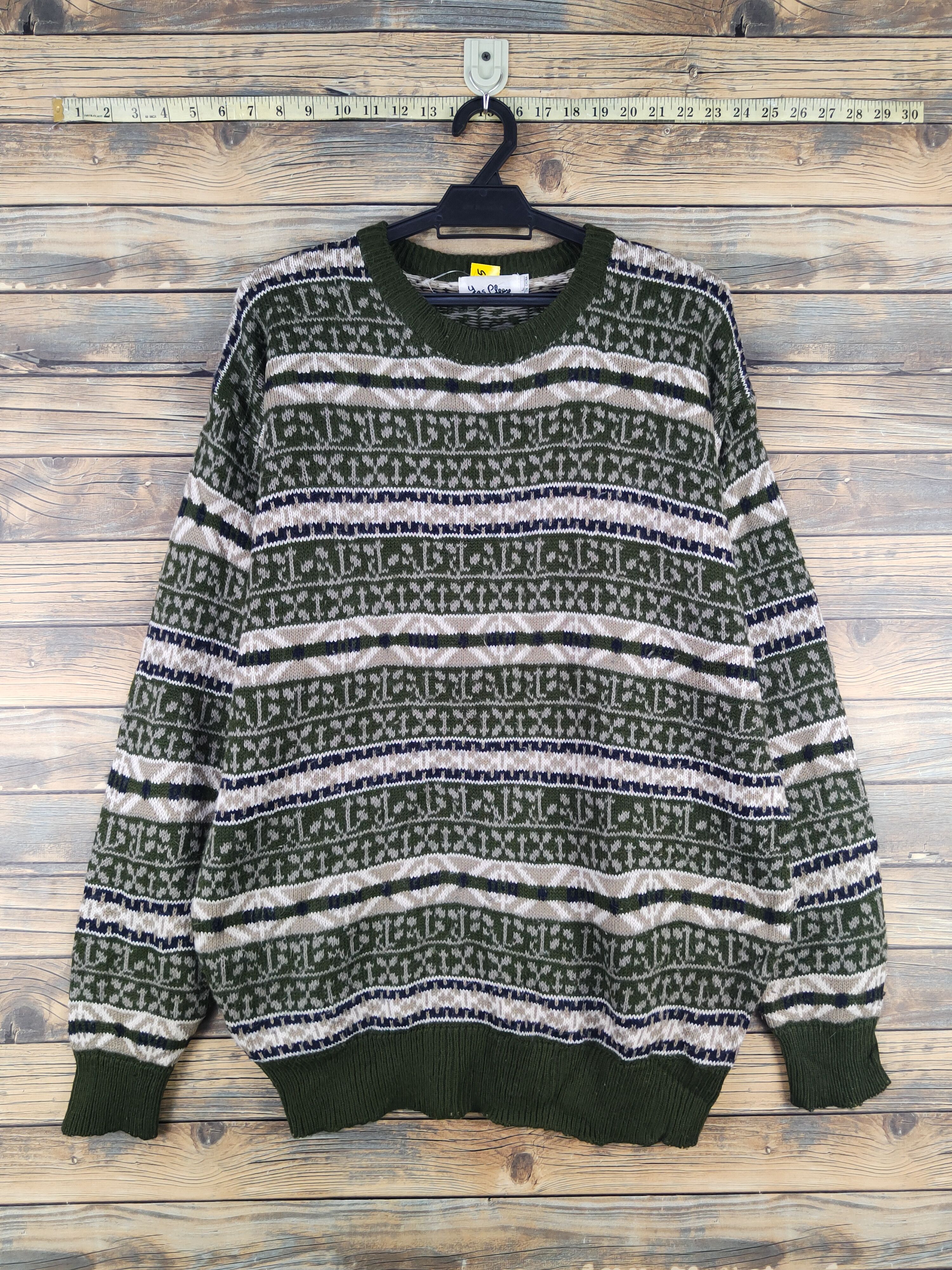 Vintage Yes please Olive Knitwear Sweatshirts #W2169 Size US L / EU 52-54 / 3 - 1 Thumbnail