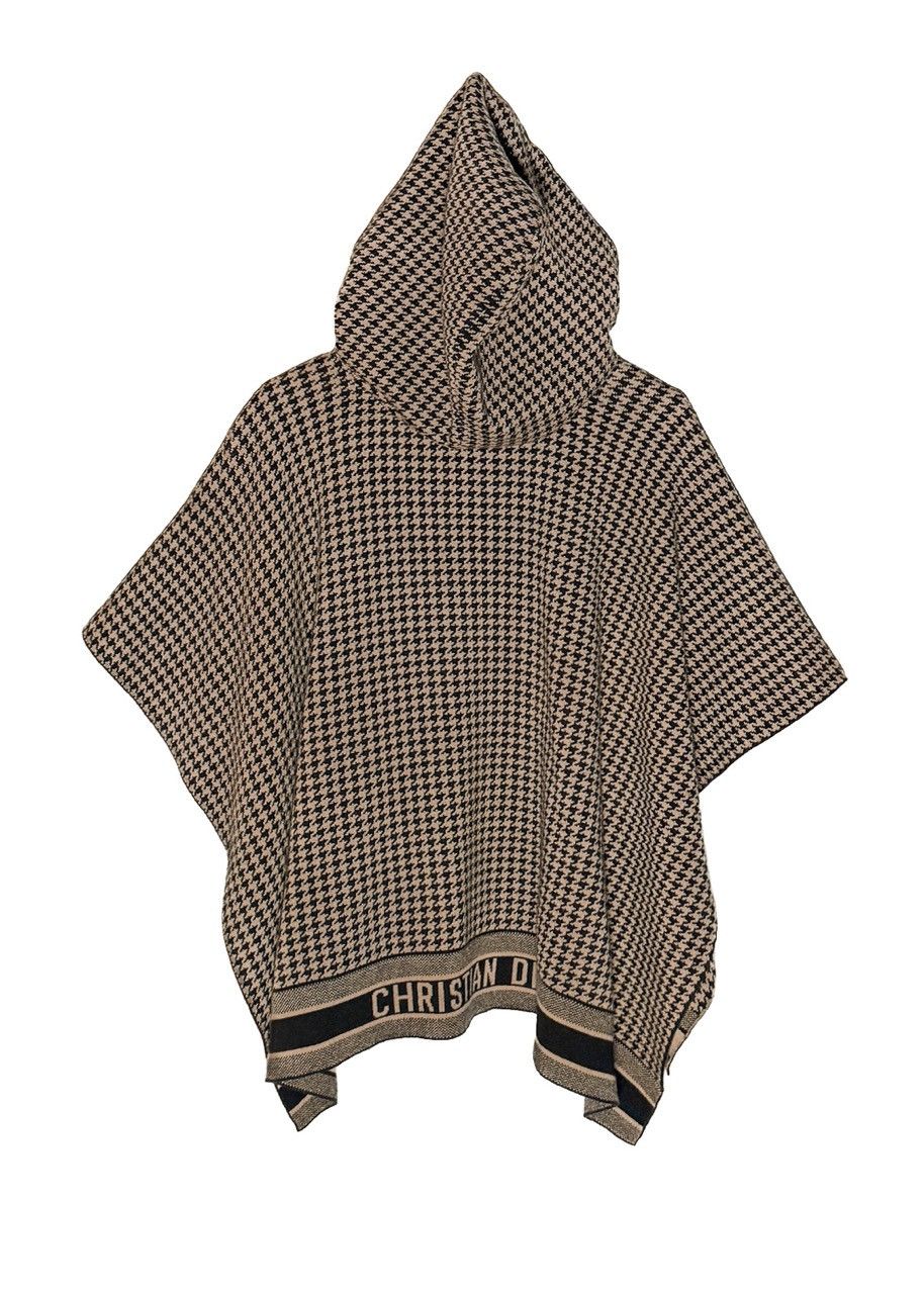Dior Dior Houndstooth Logo Hooded Cashmere Poncho Sweater Size S / US 4 / IT 40 - 5 Thumbnail