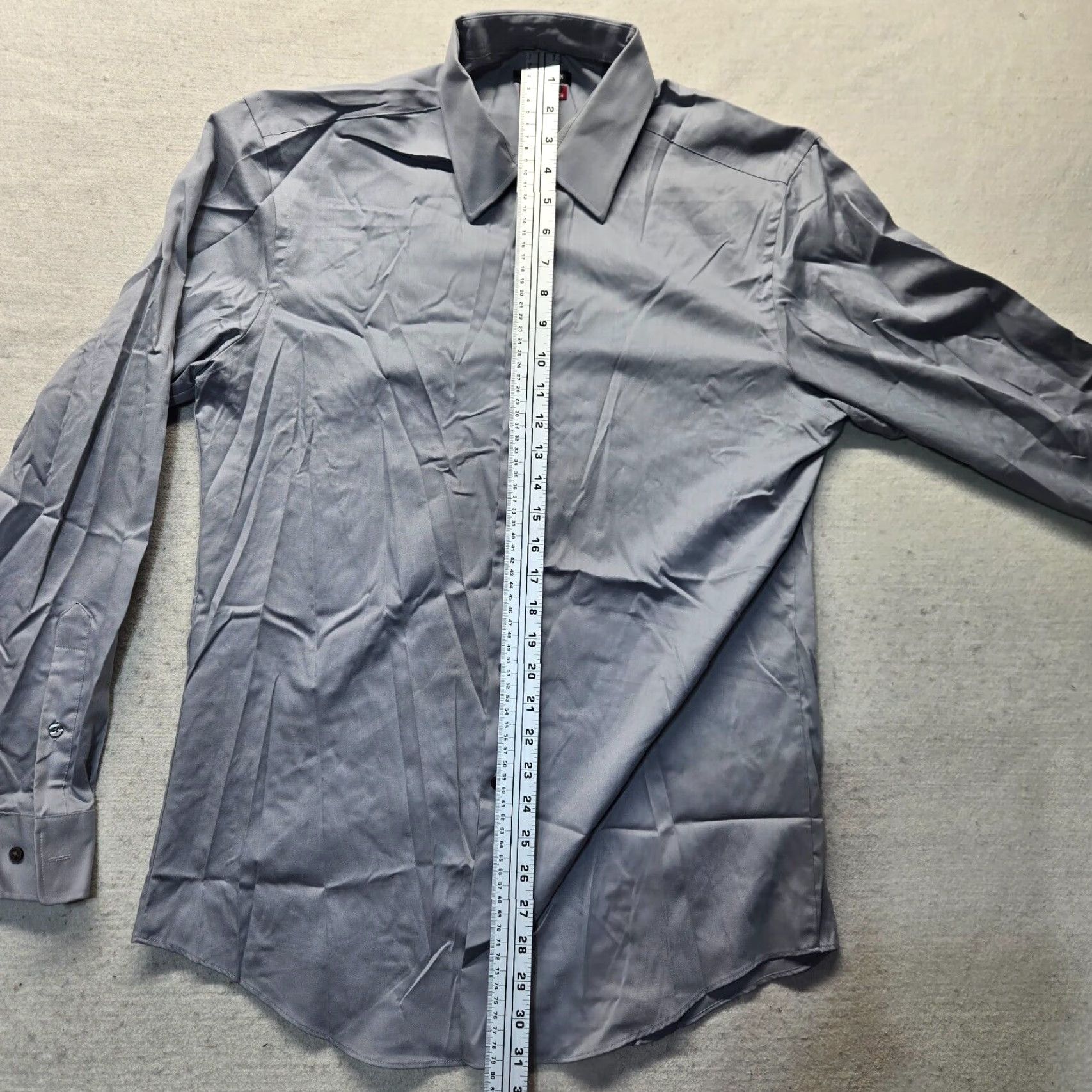Van Heusen Van Heusen Flex Solid Gray Dress Shirt Slim Fit Stretch Adult 16 34/35 Men's Size 42R - 7 Thumbnail