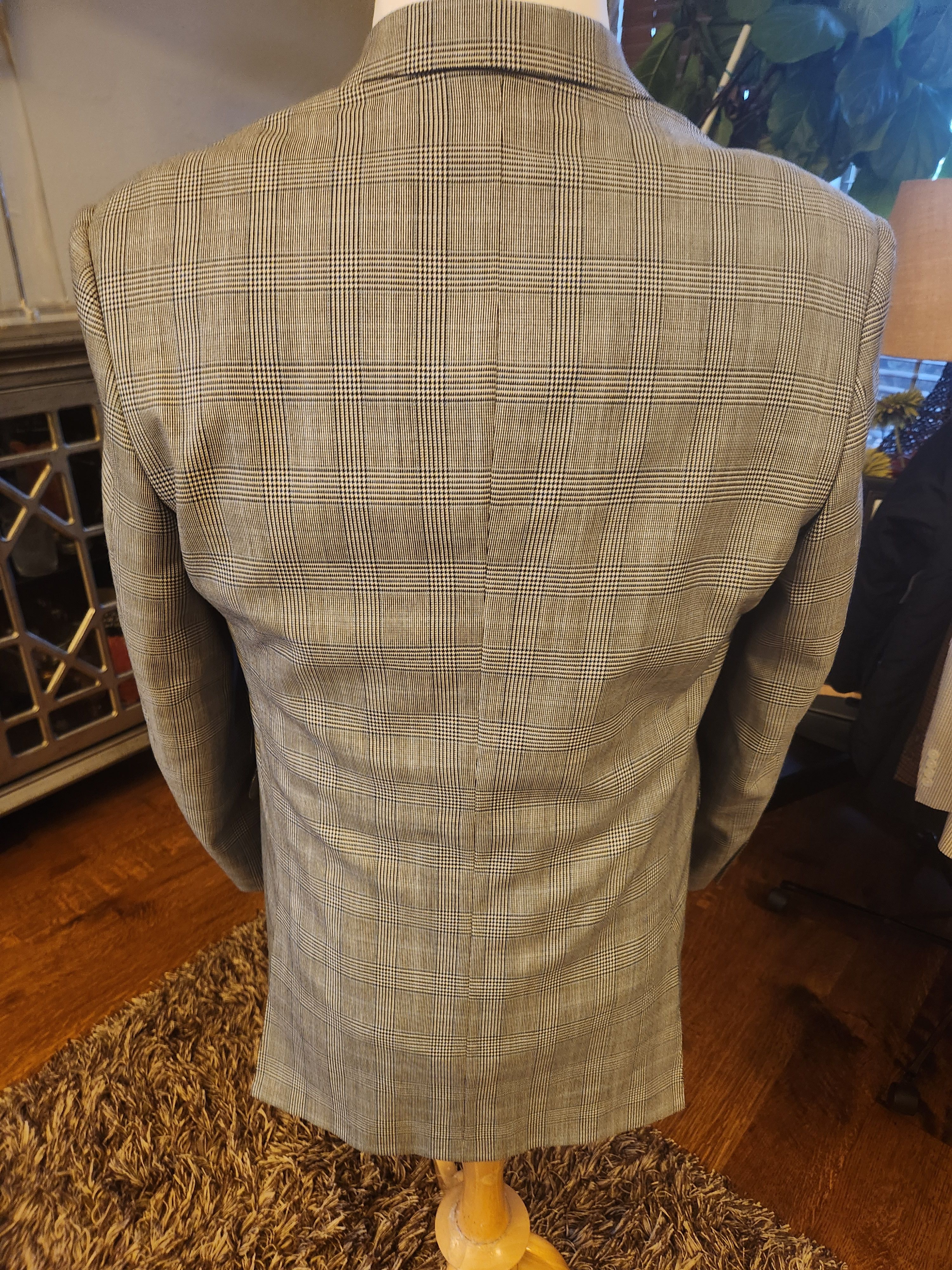Other NWOT Tiglio Luxe Gray & Black Glen Plaid 100% Wool Blazer Size 42R - 2 Thumbnail