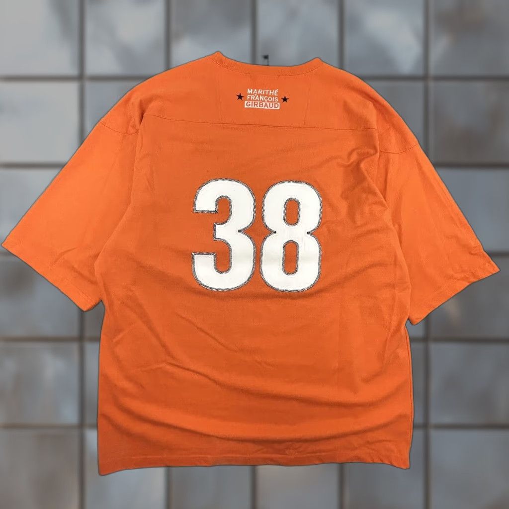 Vintage VINTAGE Marithé François Girbaud Shirt Mens XL Orange 38 Double Sided Graphic Jersey Y2K 90s Crew Neck Short Sleeve Graphic Print Size US XL / EU 56 / 4 - 1 Thumbnail