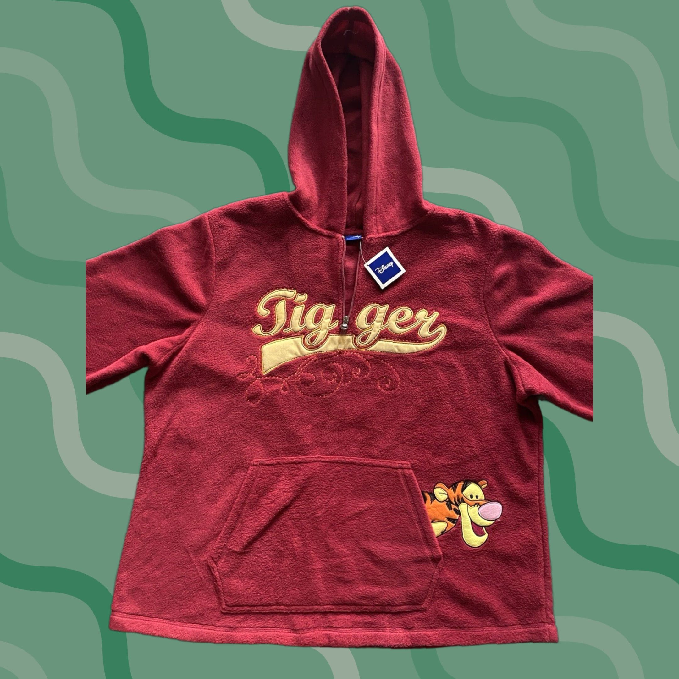 Disney VINTAGE Disney Tigger Hoodie Womens 2X Red Fleece Pullover 1/4 Zip Winnie the Pooh NEW WITH TAGS Size XXL / US 16-18 / IT 52-54 - 1 Thumbnail