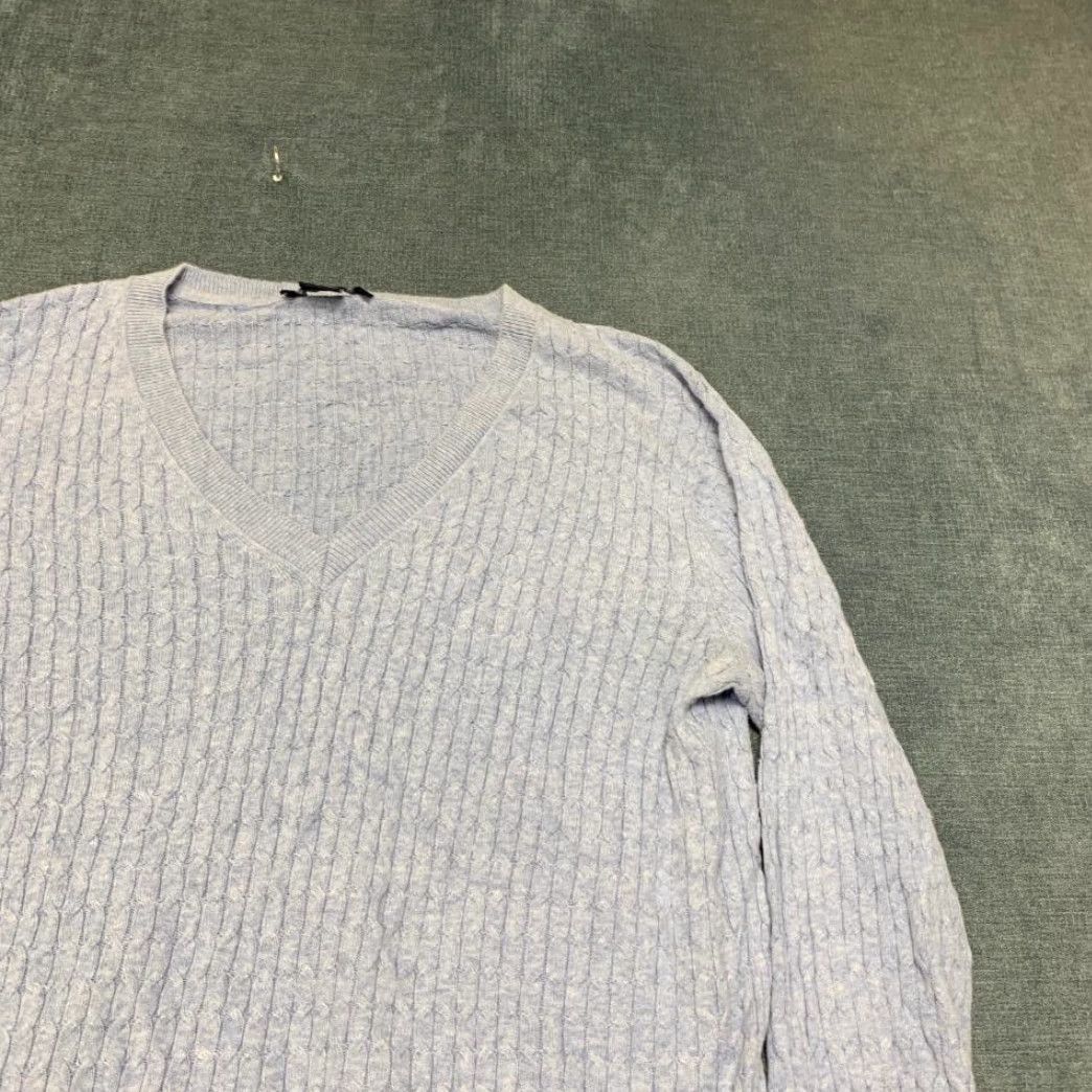 Tommy Hilfiger Tommy Hilfiger Sweater Womens Medium Light Lavender Cable Knit Cotton V-Neck Size M / US 6-8 / IT 42-44 - 5 Thumbnail