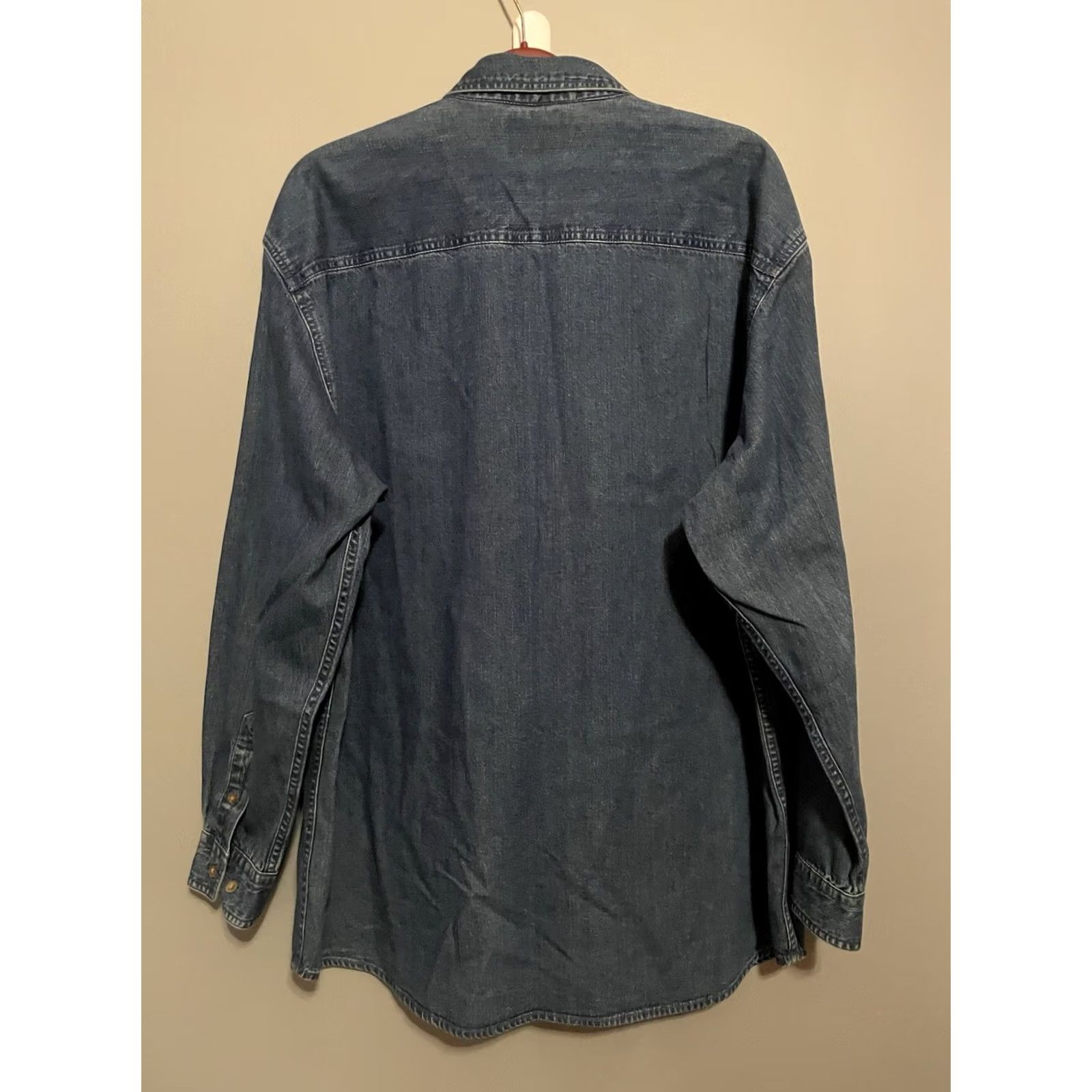 Lee VINTAGE Lee Denim Button-Up Shirt Mens XL Blue 90s Classic Oversized Relaxed Long Sleeve Collar Button-Down Casual Workwear Pockets Size US XL / EU 56 / 4 - 5 Thumbnail