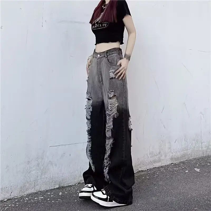 Japanese Brand Retro straight gradient distressed jeans Size US 32 / EU 48 - 1 Thumbnail