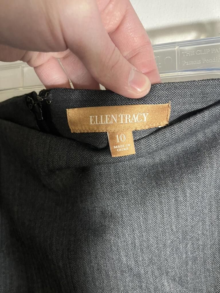 Designer Ellen Tracy Women's Gray Pencil Skirt - Size 10 Size 28" / US 6 / IT 42 - 2 Thumbnail