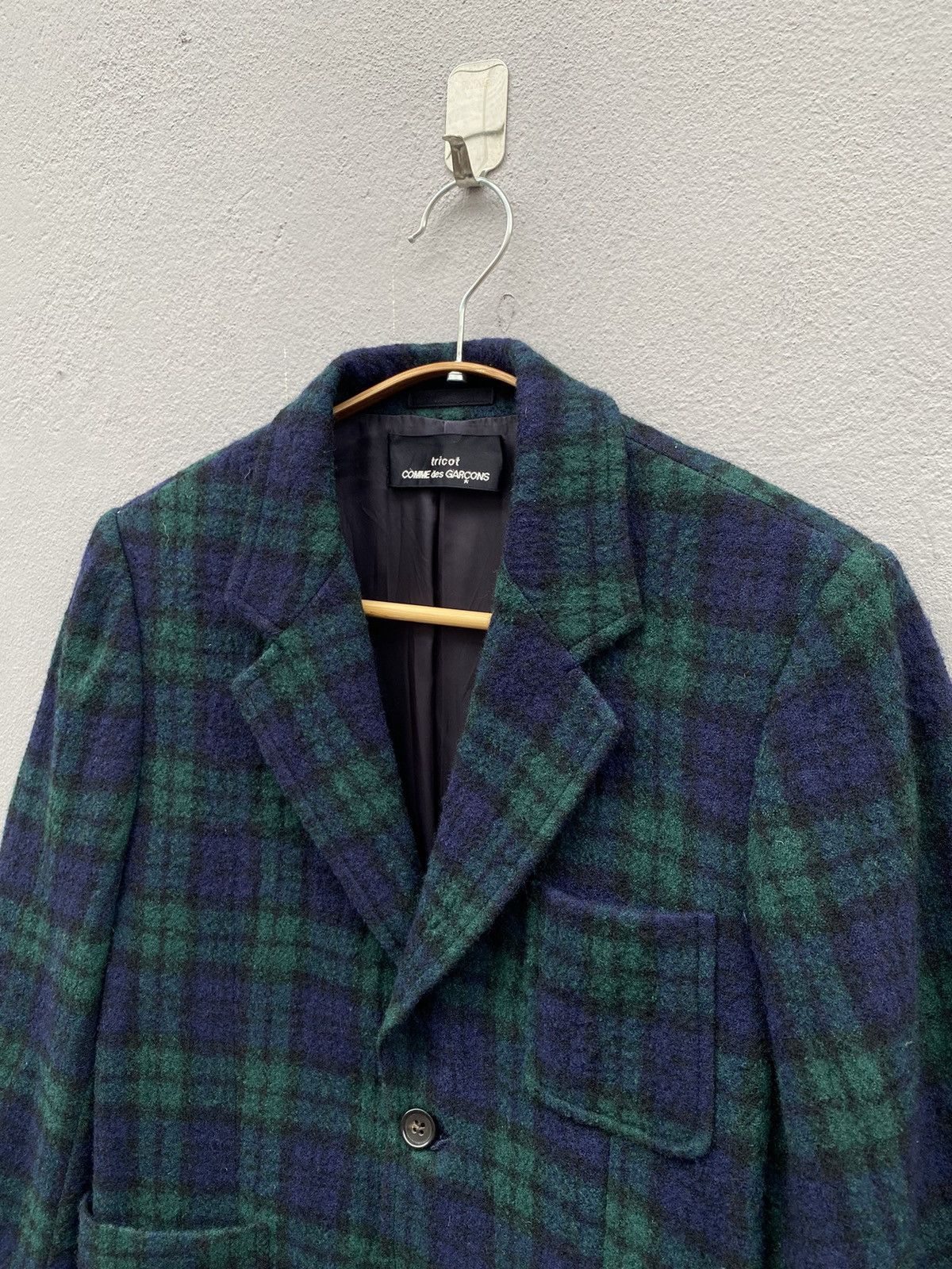 Comme des Garcons × Rei Kawakubo × Vintage AD1998 Comme des Garçons “tricot” Wool Checked Mohair Blazer Size M / US 6-8 / IT 42-44 - 2 Thumbnail