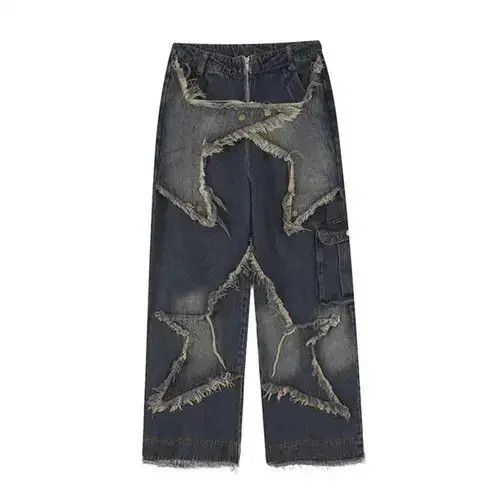 VIBE Streetwear Baggy Stars Design Jeans Size US 32 / EU 48 - 6 Thumbnail
