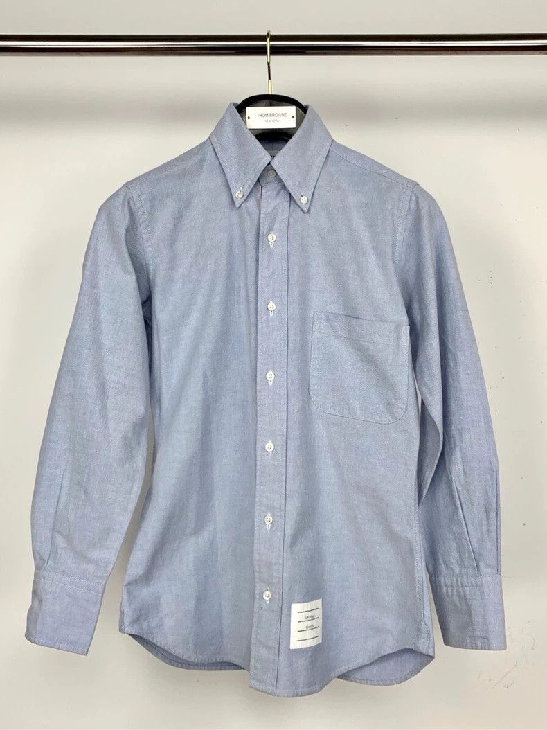 Thom Browne Thom Browne Light Blue Cotton Long Sleeve Shirt - dmc Size US XXS / EU 40 - 1 Thumbnail