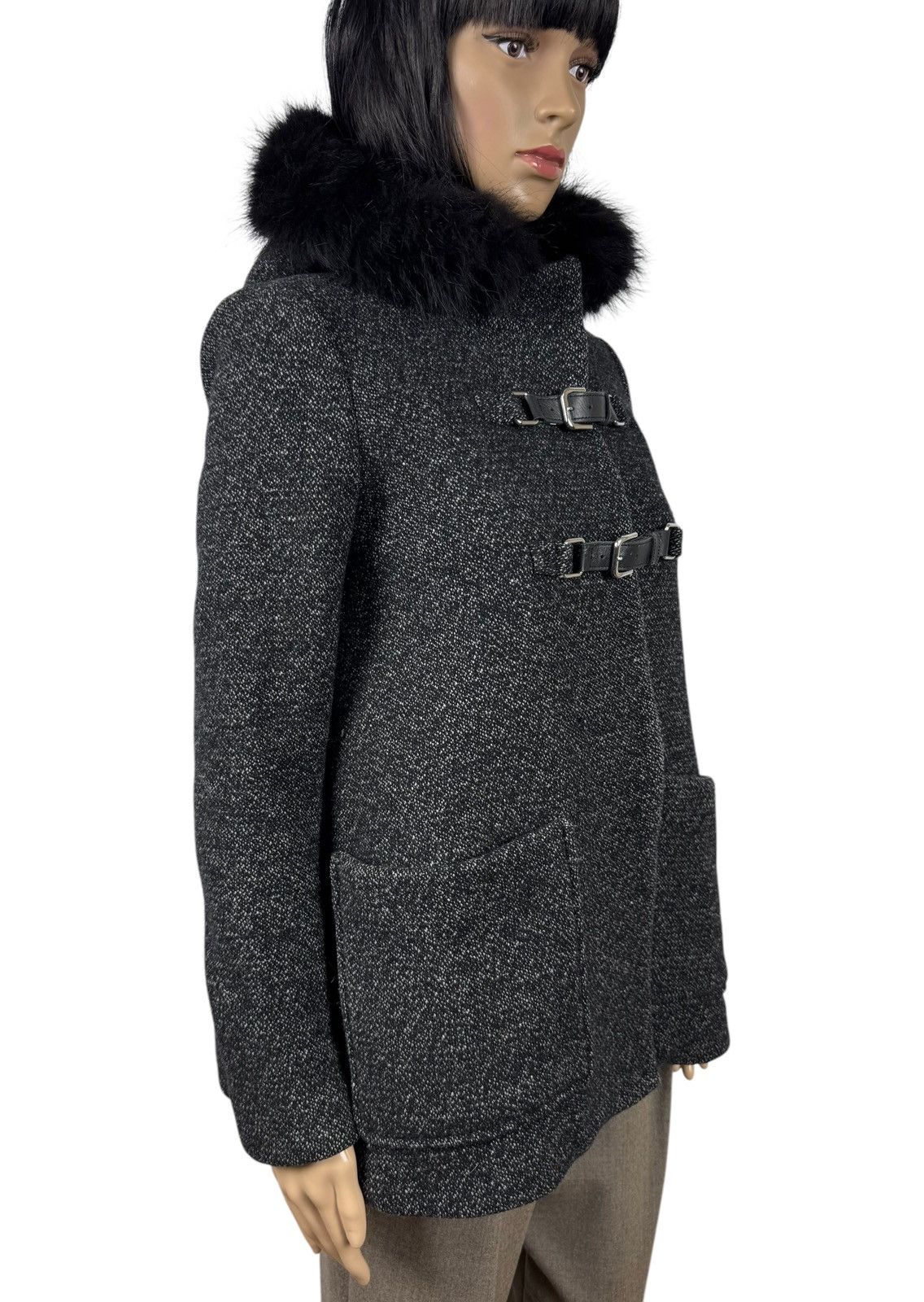 Maje Maje H13 Domino Wool Duffle Coat Fur Coyote Trim size 36 Size XS / US 0-2 / IT 36-38 - 5 Thumbnail