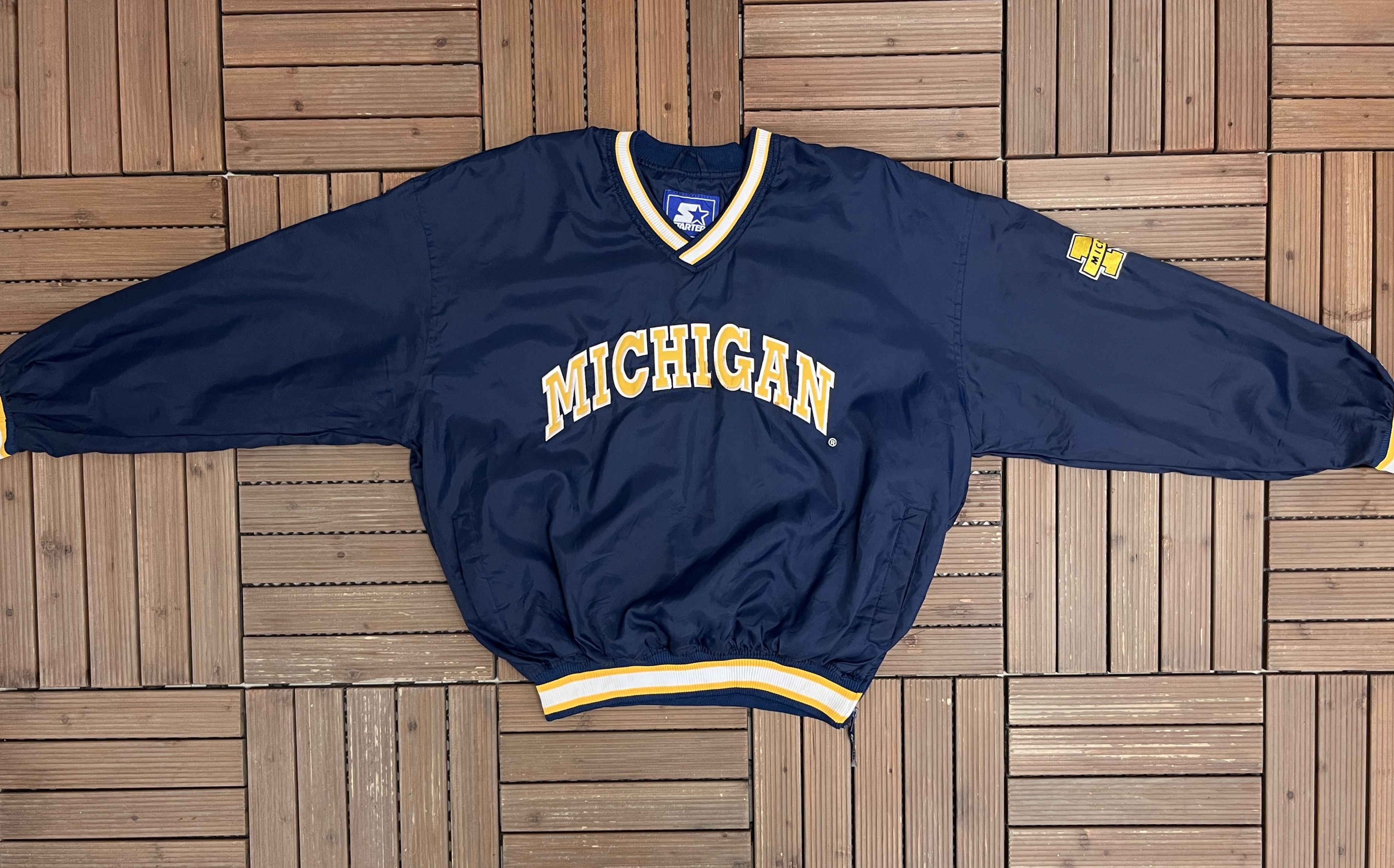 Starter Michigan Wolverines Stitched Vintage Windbreaker Jacket Size US L / EU 52-54 / 3 - 5 Thumbnail