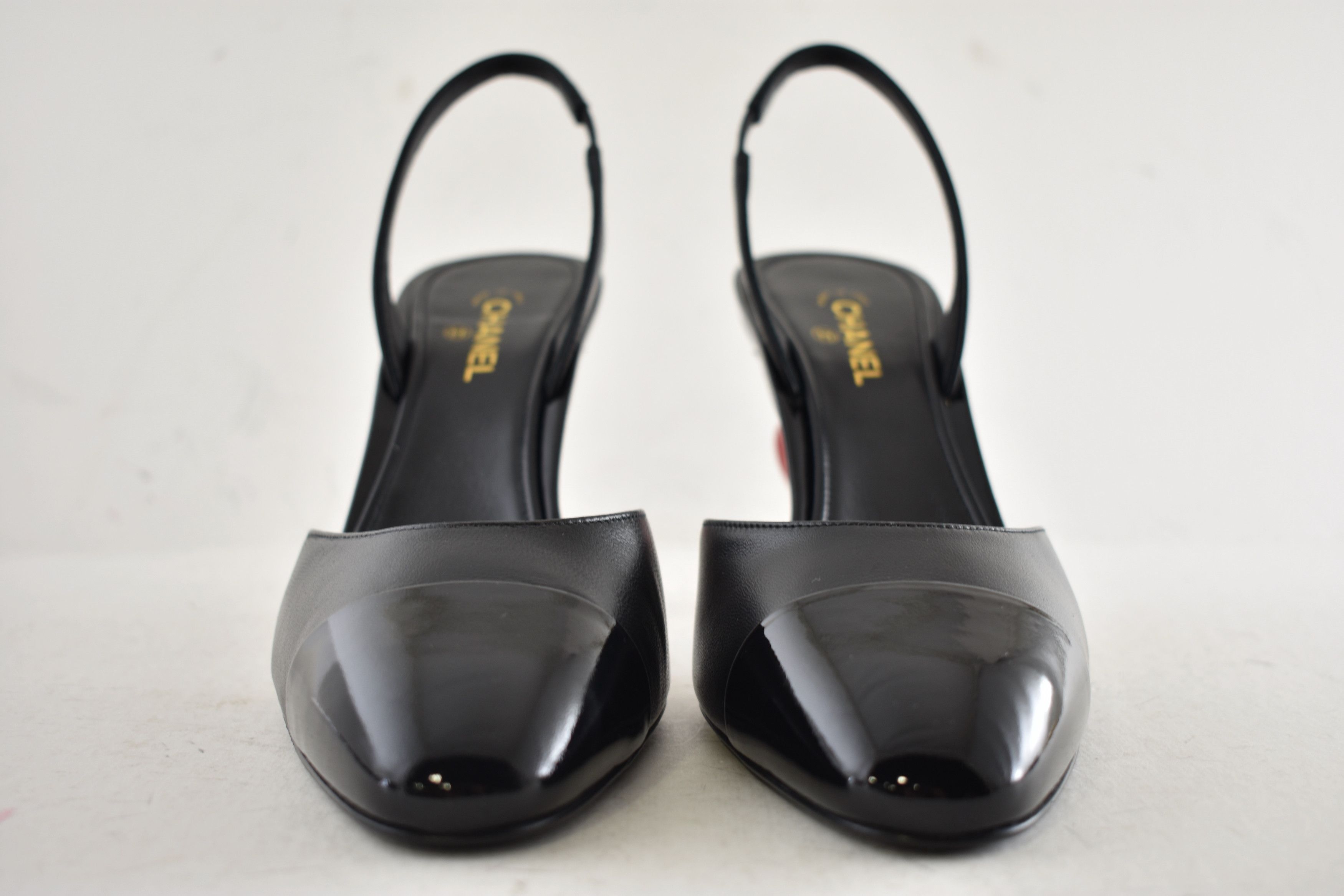 Chanel 26A Blazy Red Apple Sling CC Logo Slingback Heel Pump 39 Size US 9 / IT 39 - 9 Thumbnail